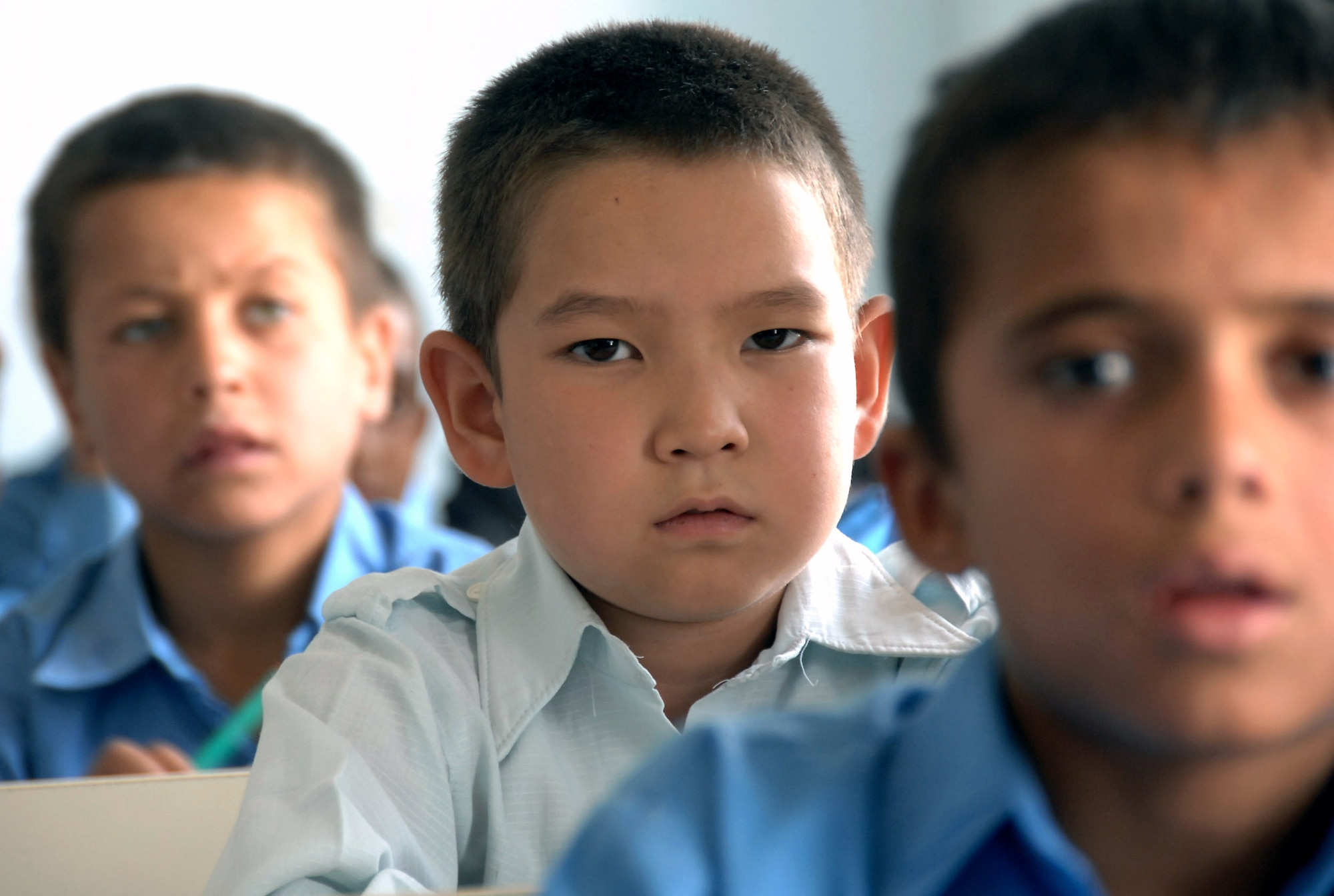 Male Afghan students sit in their classroom Aug. 5, 2007, in Kabul, Afghanistan. International Security Assistance Force troops visited the school to deliver school supplies. (U.S. Air Force photo/Master Sgt. Russell P. Petcoff) 
