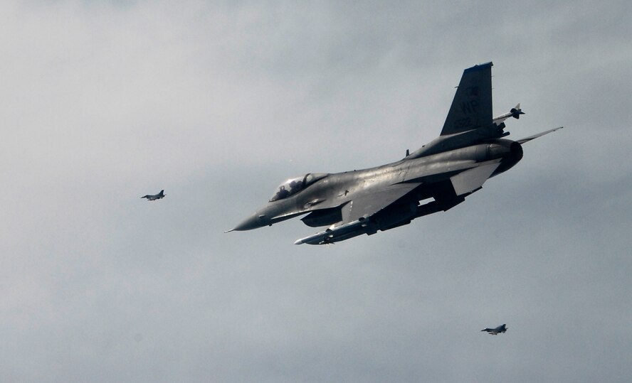 KUNSAN AIR BASE, South Korea --  Pilots from the 35th Fighter Squadron conduct AIM-9 missile training over the South Korean peninsula here Feb 28. The Air Intercept Missile-9X Sidewinder, developed by Raytheon engineers, is a fifth generation AIM-9 missile that is a substantial upgrade to the sidewinder family featuring an advanced infra-red seeker and a higher off-boresight capability. (U.S. Air Force photo/Tech. Sgt Quinton T. Burris)