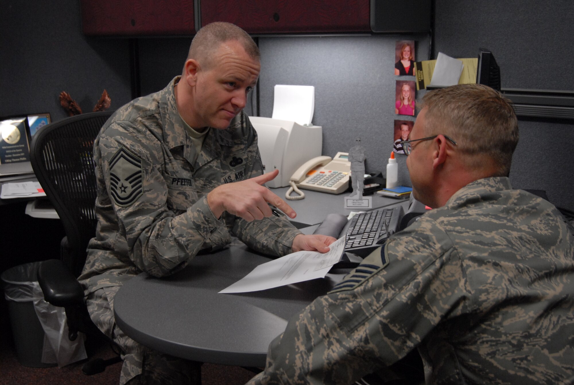 Senior Master Sgt. Thomas Pfeffer, 95th Communications Group functional manager, is the Team Edwards Senior Noncommissioned Officer of the Fourth Quarter. Among some of his accomplishments during the quarter, Sergeant Pfeffer performed superintendent, functional manager and first sergeant duties for the 95th CG. (Air Force photo by Airman 1st Class Stacy Sanchez)