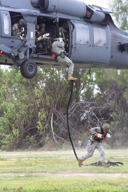 Air Force Reservists from the 920th Rescue Wing, Patrick Air Force Base, Fla., exercised their combat rescue skills over the the summer in Key West, Fla. to hone their readiness skills.  Their primary mission is to search for, locate and recover U.S. Armed Forces personnel during military operations.  The unit also gets called to provide search and rescue support for civilians who are lost or in distress, and provide humanitarian and disaster relief operations.  (U.S. Air Force Photo/Tech Sgt. Robert Grande)