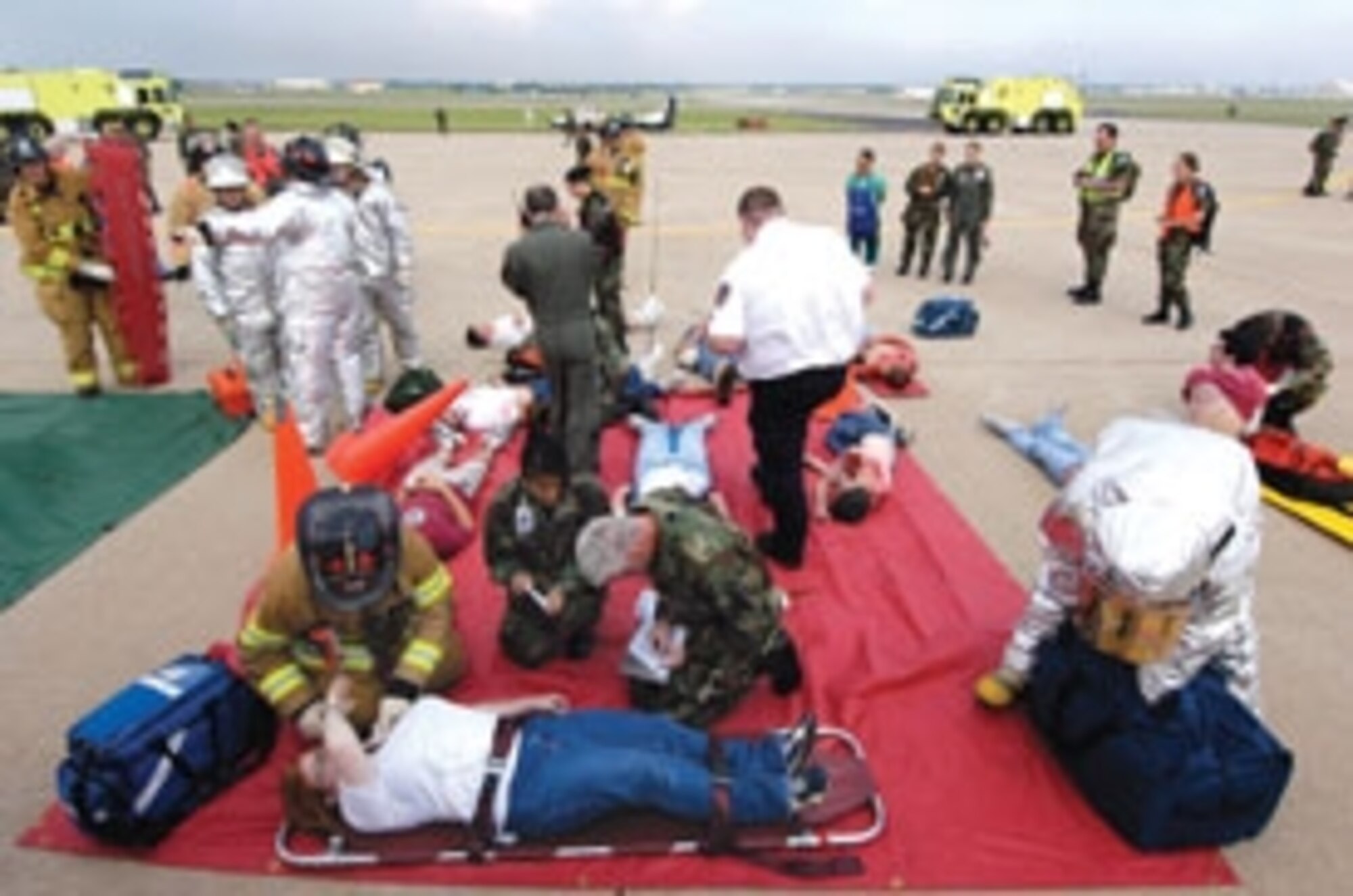 Tinker's regular exercises such as last year's major accident response exercise, plan for worst case scenarios and include outside agencies in the response efforts. (Air Force photo by Margo Wright)