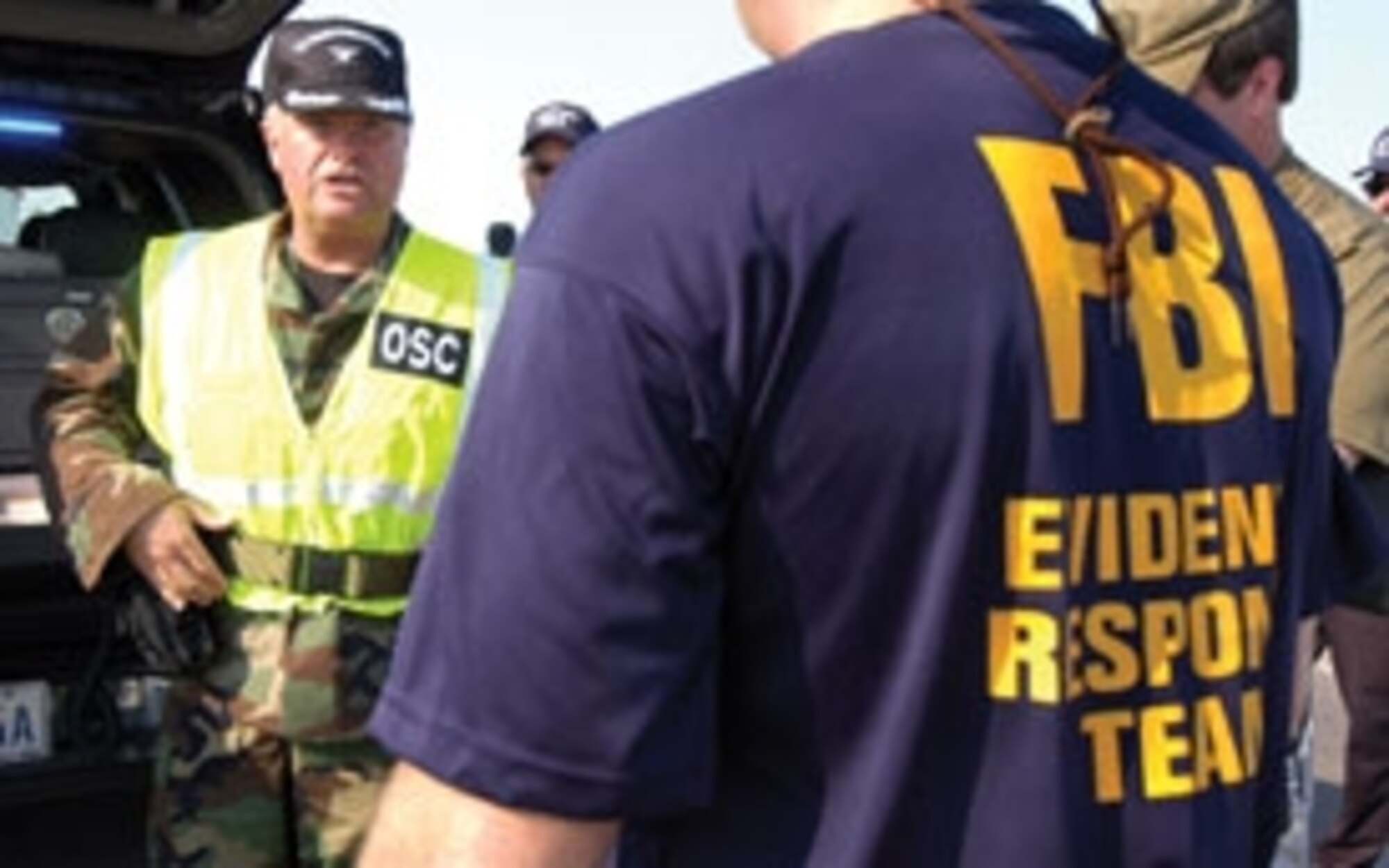 During a MARE at Tinker last year, Col. Dean Jackson, 72nd MSG commander, briefs responding emergency personnel, including members of local and federal agencies. (Air Force photo by Margo Wright)