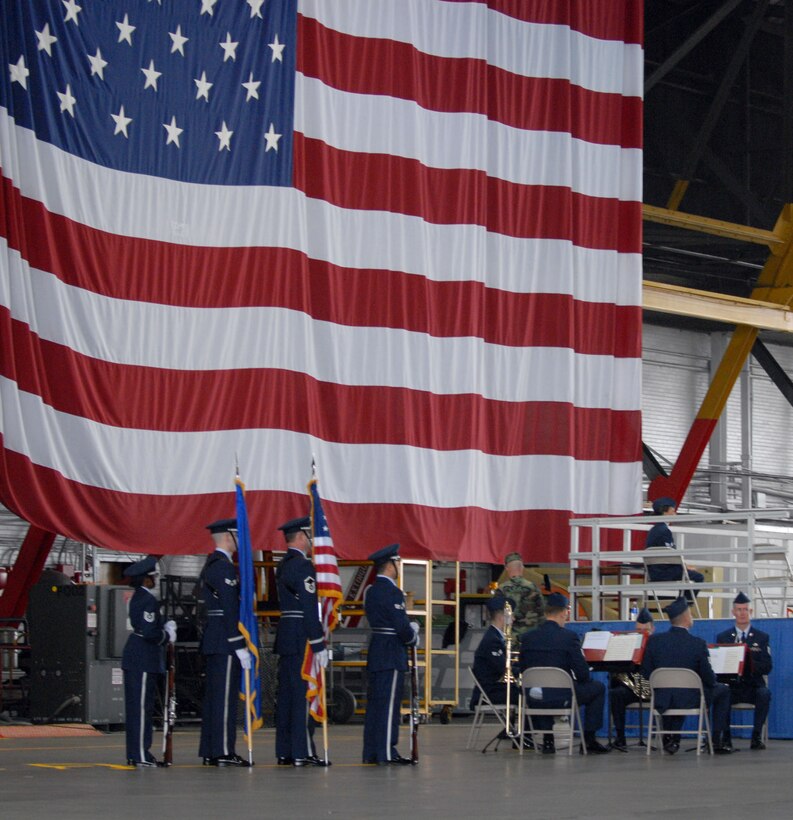 932nd Airlift Wing honor guard members practiced before the recent change of command for Colonel John (Jay) C. Flournoy, Jr.  Photo/Tech Sgt. Gerald Sonnenberg.