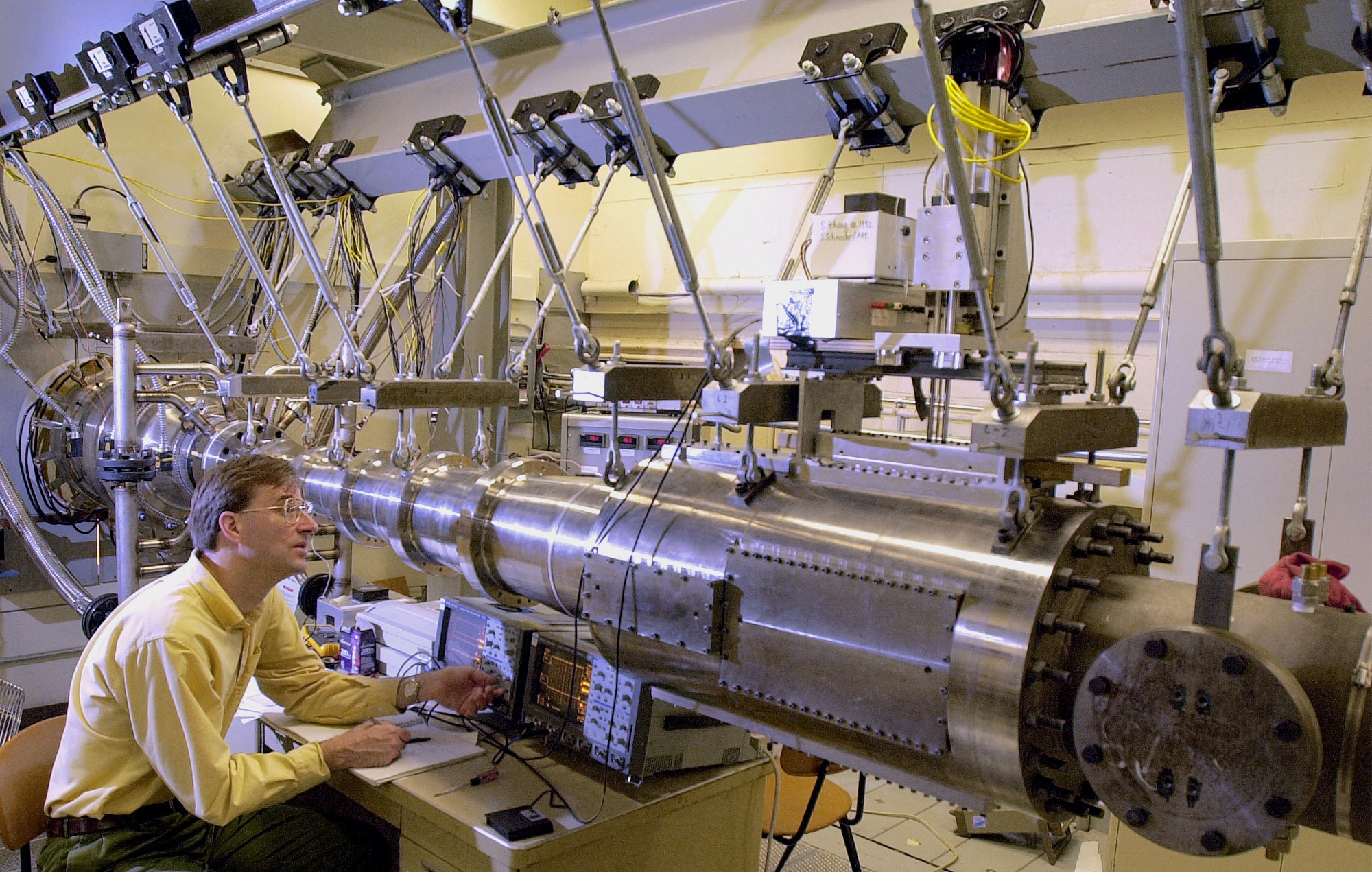 Steven Schneider, an aerospace engineer and professor in Purdue's School of Aeronautics and Astronautics, operates the university's one-of-a-kind wind tunnel, which runs quietly at Mach 6, or six times the speed of sound. Researchers will use the $1 million wind tunnel to help design advanced aircraft that travel at hypersonic speeds, or faster than Mach 5, which is about 4,000 mph at sea level. (Courtesy photo) 
