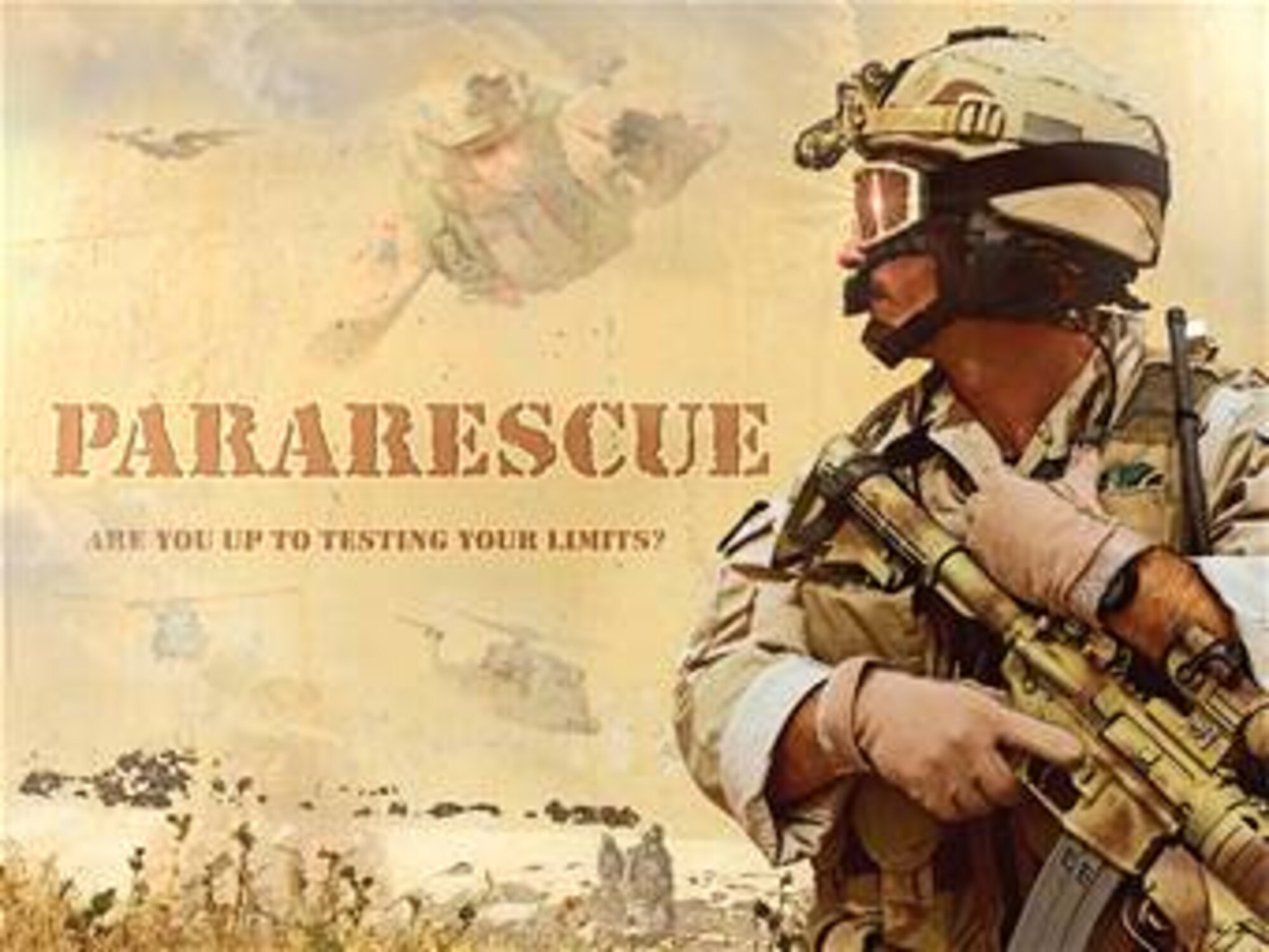 " Pararescue."  Created by Ken Chandler. This image is 10x7.5 @ 300 ppi. Printable (PDF) files for this image, up to 18x24 inches @ 300 ppi, are available by contacting afgraphics@dma.mil. This image is copyrighted and is the property of Ken Chandler and is available only to members of the armed forces and military organizations.
