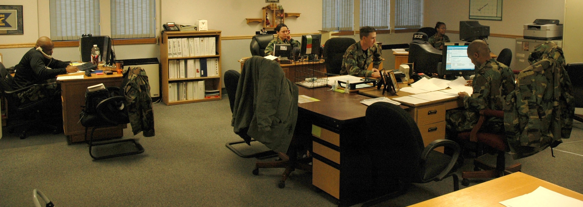 341st Mission Support Squadron Airmen in the transactional-management office process duty-status and assignment changes Jan. 7. The unit is part of the newly formed military personnel element. (U.S. Air Force photo/Airman 1st Class Dillon White)
