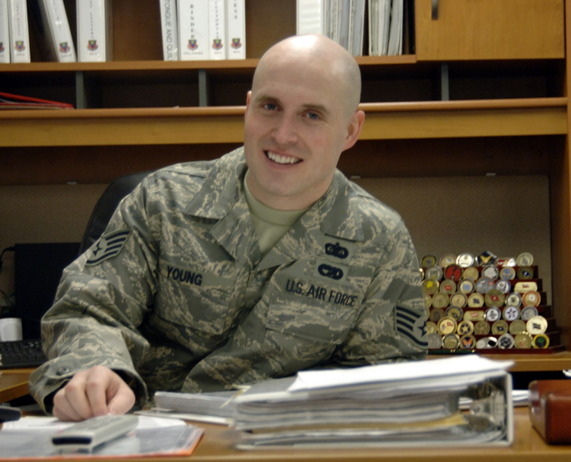 Staff Sgt.  Jeremy R. Young serves as the information manager for the 366 Fighter Wing Command Post. (U.S. Air Force photo/ Senior Airman Megan P. Lyon)
