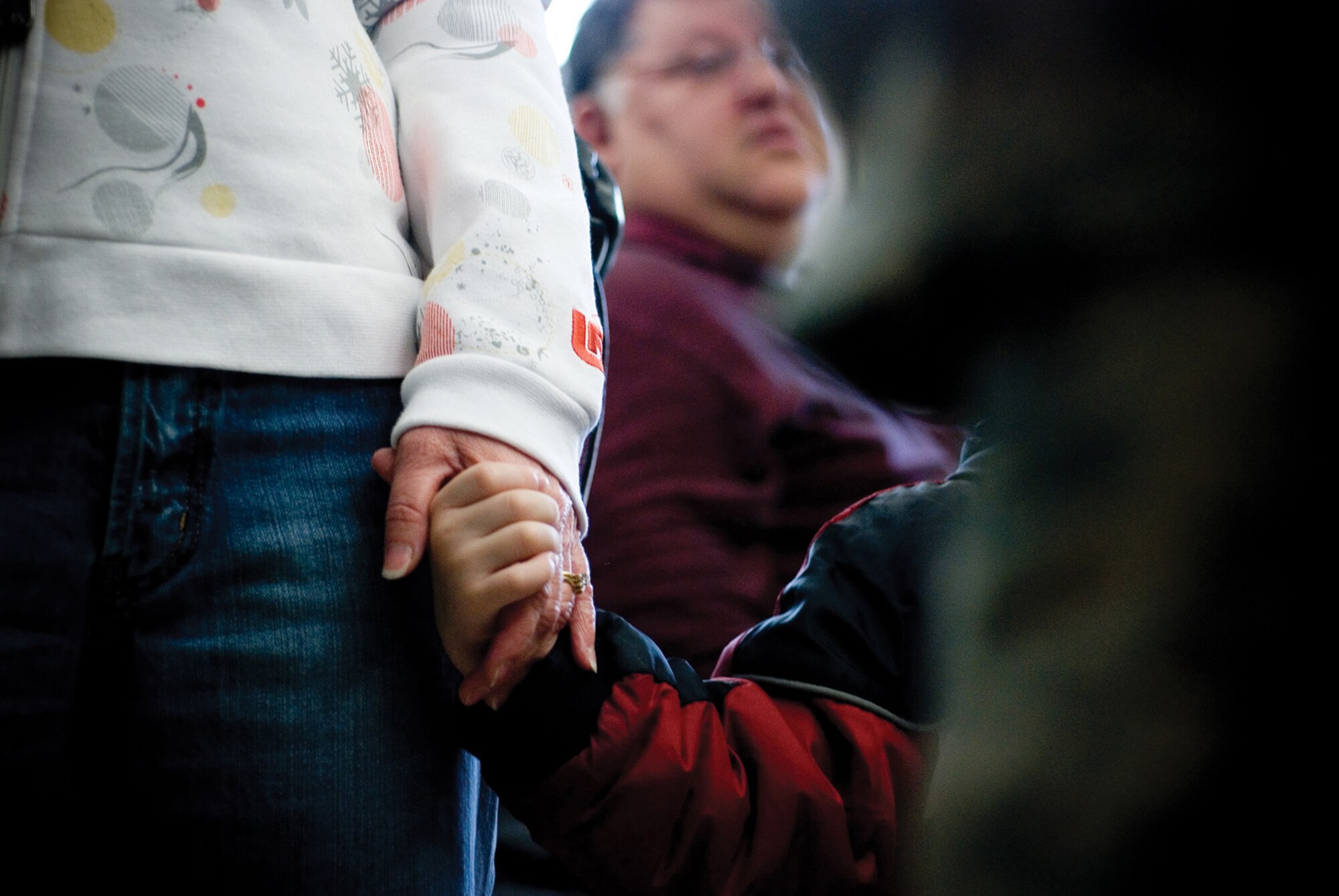 Family and friends gathered for their final farewells as nearly 50 members of the 439th Aeromedical Staging Squadron departed for Iraq from Westover Air Reserve Base, Mass. (U.S. Air Force photo/Senior Airman Michael Lanza)