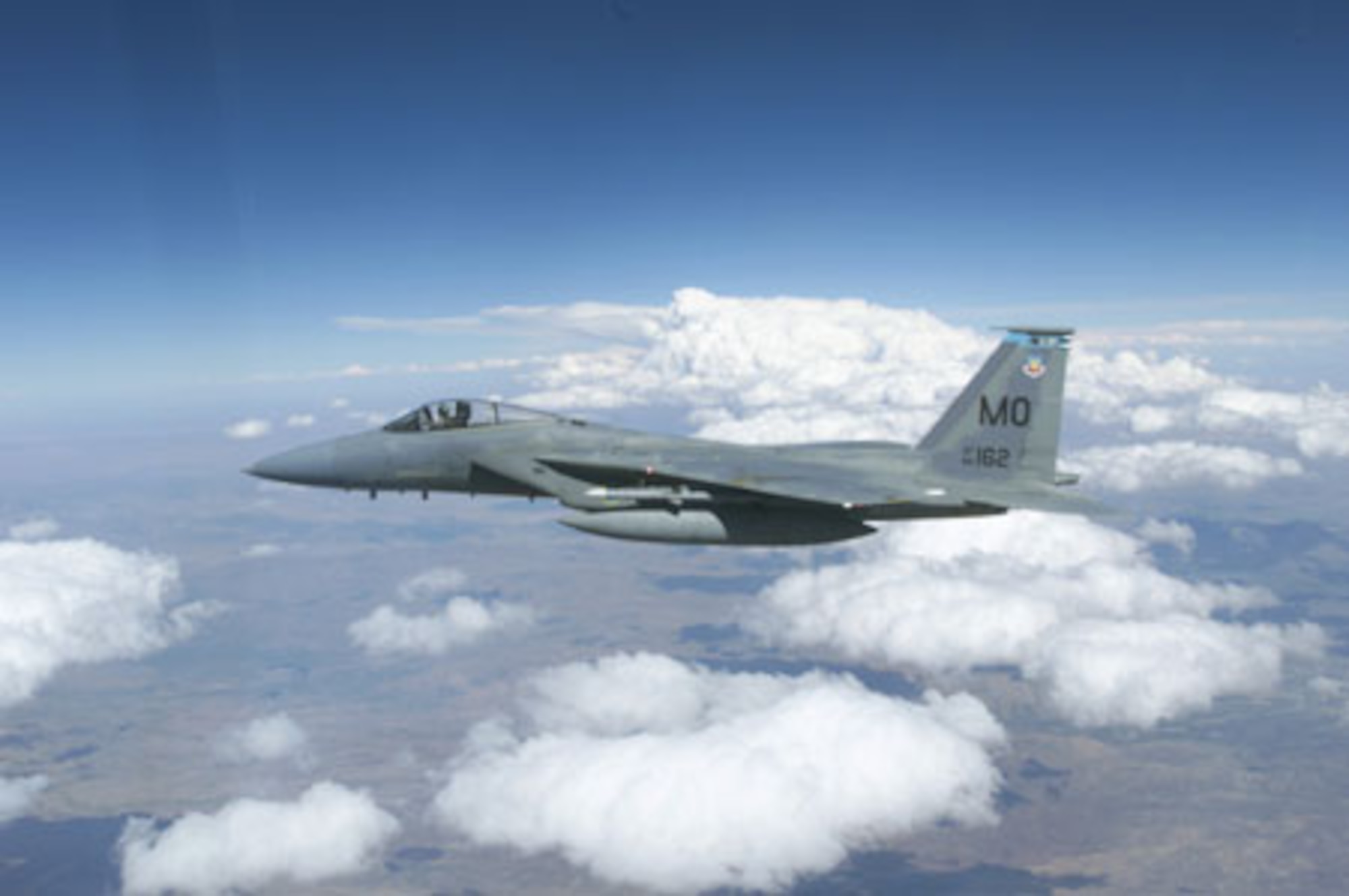 MOUNTAIN HOME AIR FORCE BASE, Idaho -- An F-15C from the 390th Fighter Squadron is flown during a training mission. Air Combat Command cleared a portion of its F-15 A-D model aircraft for flying status Jan. 8, including 15 of 20 F-15C Eagles assigned to Mountain Home AFB.