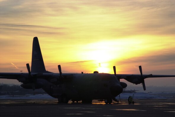 A C-130 watis to be loaded for its mission to Norfolk, Va. Air Force photo by Staff Sgt. Michael Edmond