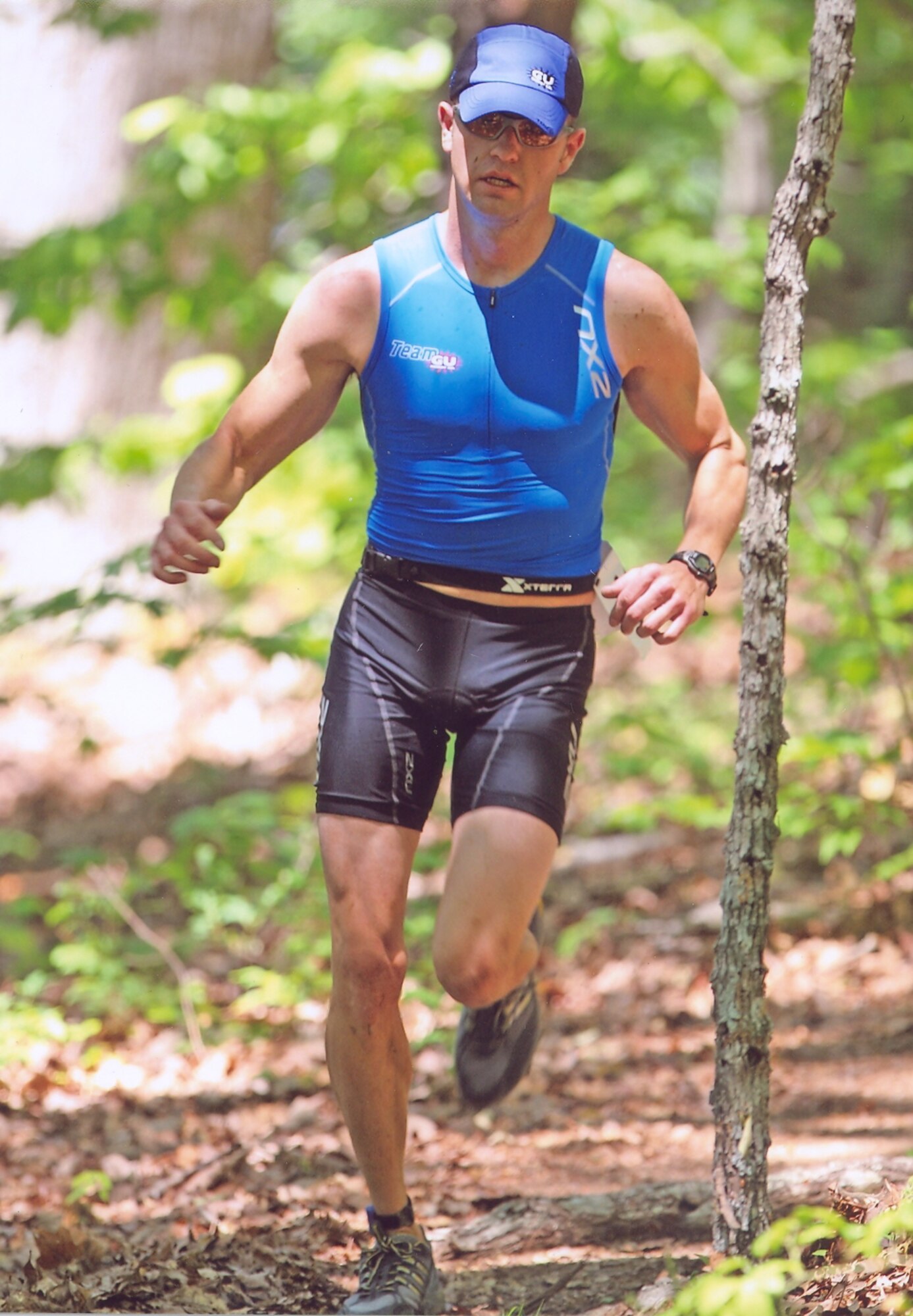 Staff Sgt. Jonathan Kiley, 373rd Training Squadron Detachment 2, competes in the trail run portion of an XTERRA triathlon at Uwharrie, N.C. May 6, 2007. He finished the race eighth overall and second in his age group. 