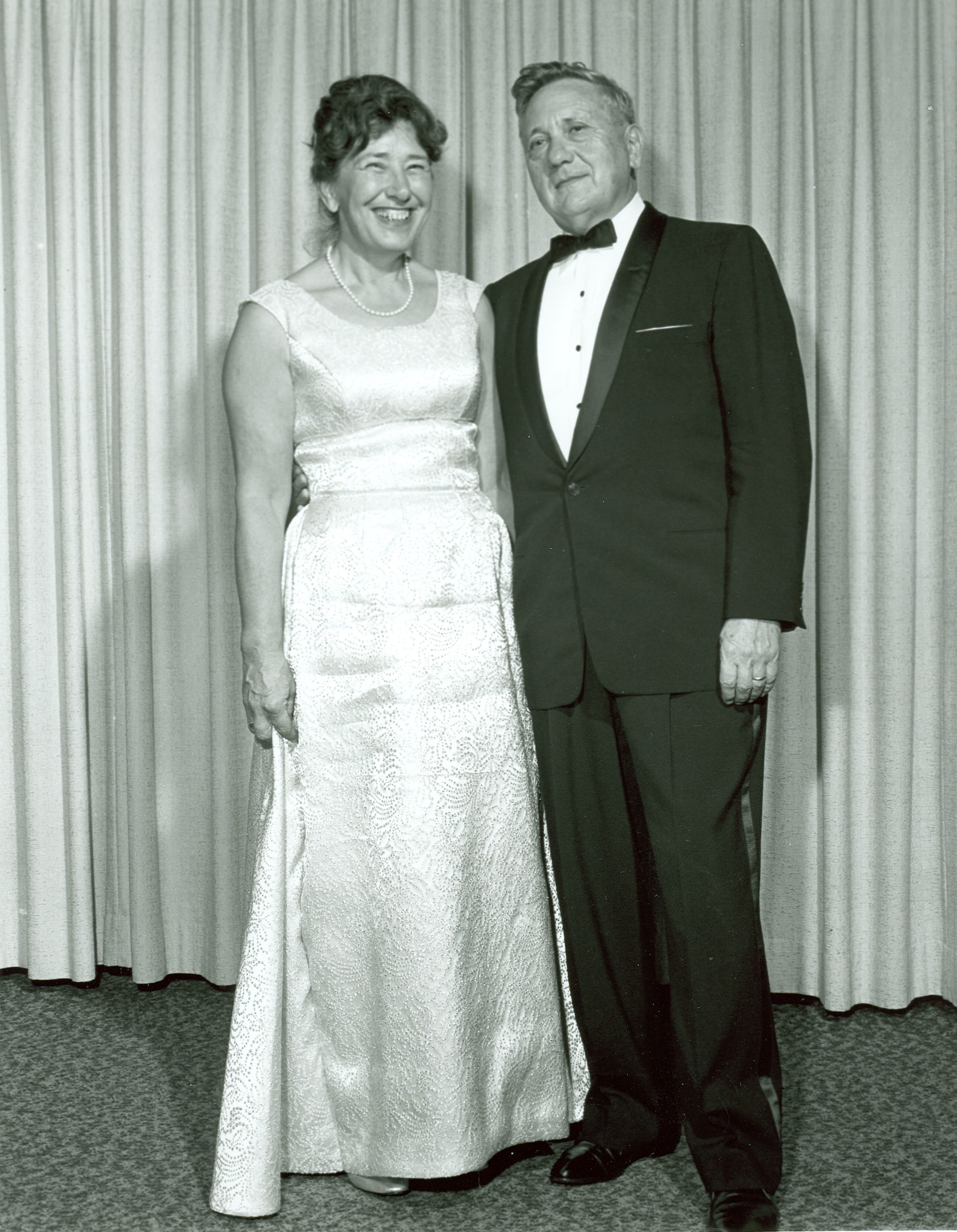 Dr. Bernhard and Mrs. Hertha Goethert at a banquet in 1967. Dr. Goethert was chief of the propulsion wind tunnel facility at AEDC. (AEDC historical photo)