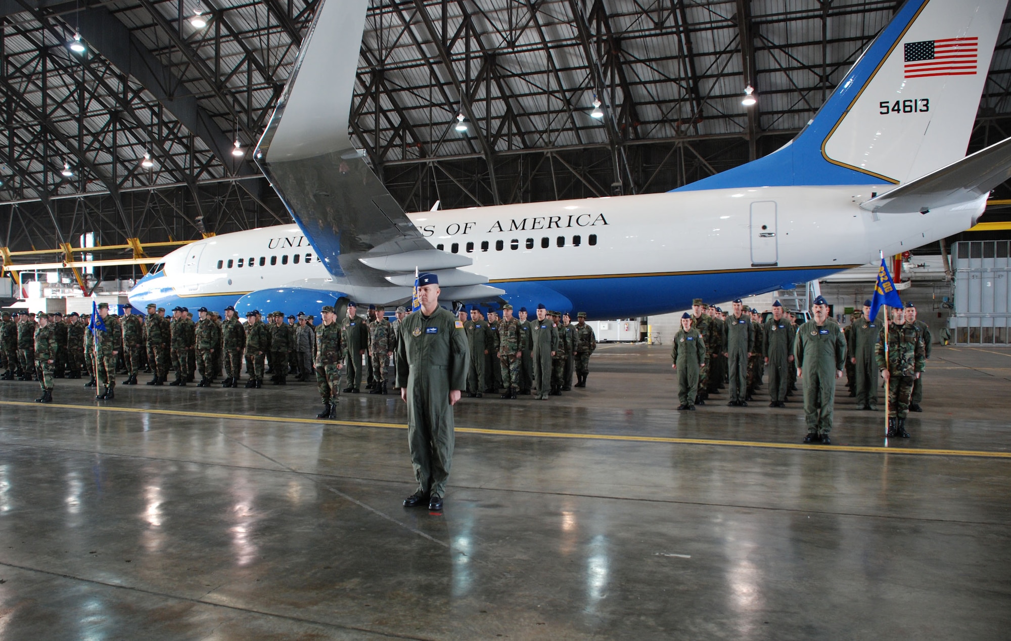 932nd Airlift Wing members stand before a 2007 model C-40C aircraft as they welcome Col. John (Jay) C. Flournoy, Jr. to Illinois.  


He comes in to lead the 932nd from 22nd Air Force at Dobbins Air Reserve Base, Ga., where he served as director of 22nd Air Force Operations. Twenty-Second Air Force is the largest of three numbered air forces in the Air Force Reserve, and manages more than 25,000 reservists. 

The mission of the 1,000 member 932nd AW is to provide first-class, worldwide, safe, and reliable airlift for distinguished visitors and their staffs on the wing's C-9C and C-40 aircraft for VIP special assignment missions. The wing reports to 4th Air Force at March Air Reserve Base, Calif. Officiating at the ceremony was Maj. Gen. Robert E. Duignan, commander of Air Force Reserve Command's 4th Air Force. 

"Maryanne (Colonel Miller) has done a wonderful job with this mission bringing us out of the past and into the future with this airplane," said General Duignan. "This mission is vitally important to this nation. This is a new mission for the reserves, and she jumped in with both feet." 

About Colonel Flournoy, General Duignan said, "He's had a great career. He comes to you at the 932nd as a very experienced aviator and somebody that understands the mission. I know he'll do a great job." 

Colonel Flournoy's arrival at Scott AFB is a homecoming of sorts. His father was assigned to the southern Illinois base three times. 

"When asked where I'm from, I tell people I was born in Alabama, but I consider Scott AFB my home town," said Colonel Flournoy. 

Throughout those assignments, he attended Scott AFB elementary schools and Mascoutah High School in Mascoutah, Ill., for much of his early life. He graduated from Southern Illinois University at Edwardsville, Ill., where he also graduated from the Reserve Officer Training Corps. He entered the Air Force in 1986. 

While on active duty, he served as a B-52 pilot and as a T-37 instructor pilot. He 