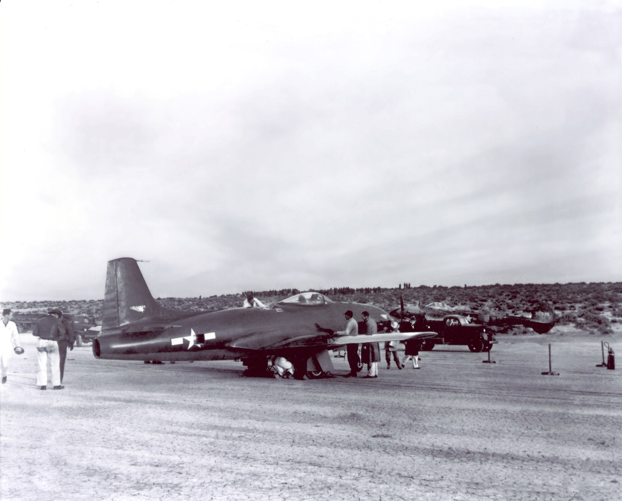 The Lockheed XP-80 made its first flight on Jan. 8, 1944. In 1948, the Air Force changed the "P" designation (Pursuit) to "F" (Fighter). The P-80 Shooting Star was the first operational jet fighter, and as the F-80 saw combat in the Korean War. (Courtesy photo)