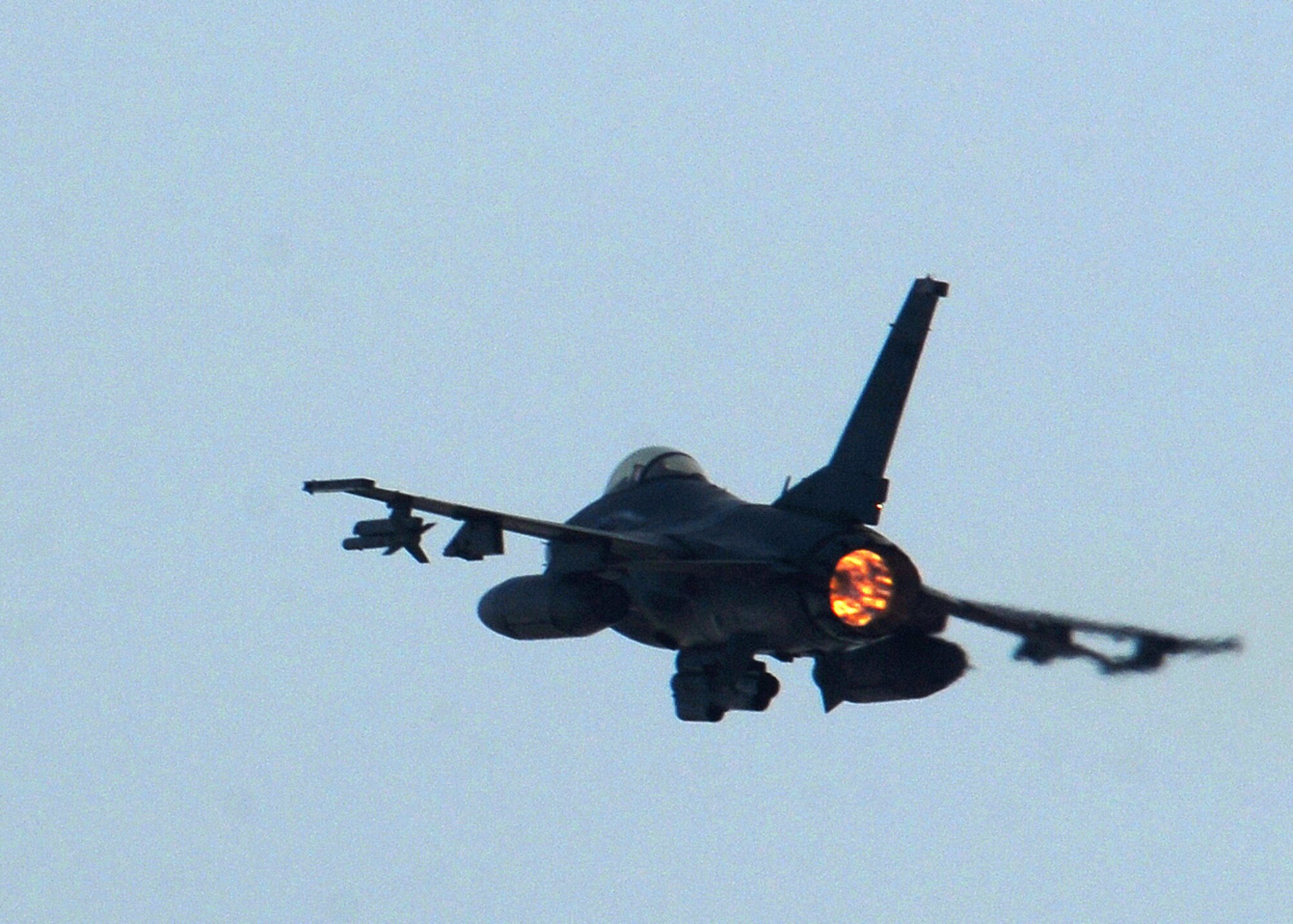 OSAN AIR BASE, Republic of Korea -- An F-16 Fighting Falcon from the 36th Fighter Squadron takes off for a sortie during a peninsula-wide exercise on Osan Air Base, January 15, 2008.  The operational readiness exercise tests Team Osan's ability to execute combat operations, receive follow-on forces and defend the base from attack.  (U.S. Air Force photo by Senior Airman Chad Strohmeyer)