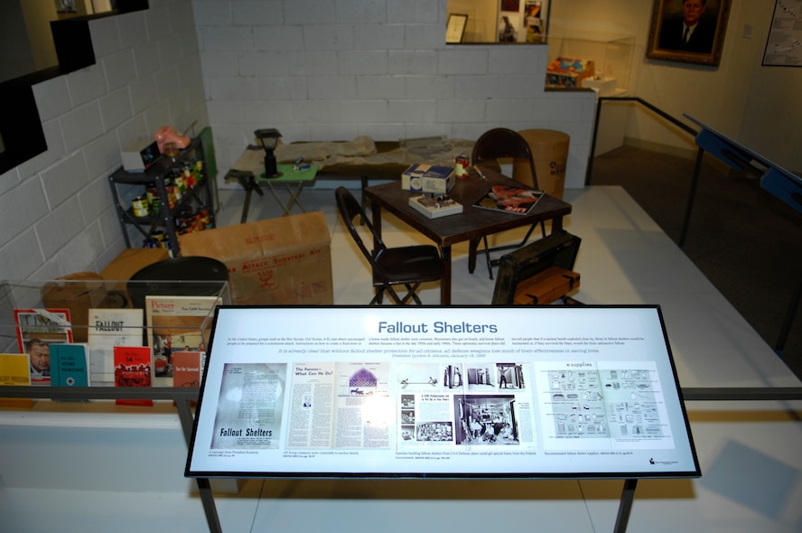 BISMARCK, N.D. -- A model of a typical fallout shelter from the cold war, including items that were actually in one North Dakota family's shelter, is at the center of the Cold War exhibit in Bismarck, N.D. The level of preparedness demonstrates how real the war was for a generation of Americans, including the North Dakotans who watched launch facilities and missile alert facilities being built in their own back yards. (U.S. Air Force photo by Airman 1st Class Joe Rivera)