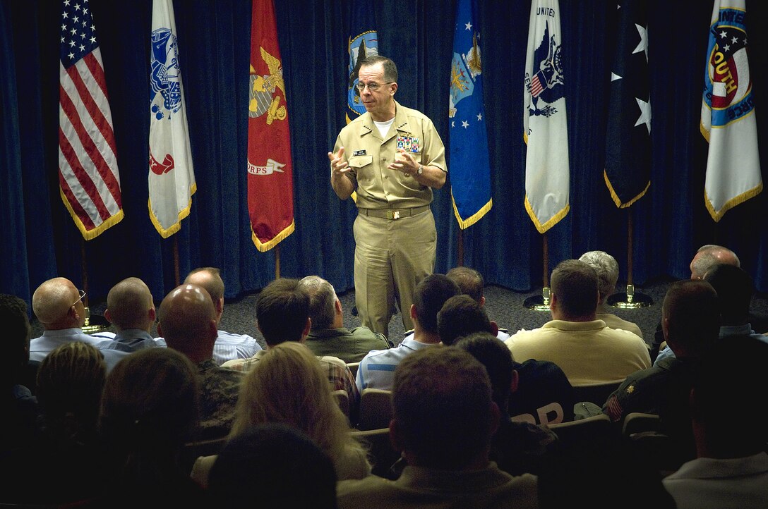 Chairman of the Joint Chiefs of Staff Navy Adm. Michael G. Mullen visits Naval Air Station Key West, Fla., Jan. 14, 2008. He toured the Joint Interagency Task Force-South and held an all-hands call with servicemembers. Mullen is on a five-day trip to the U.S. Southern Command area of operations.