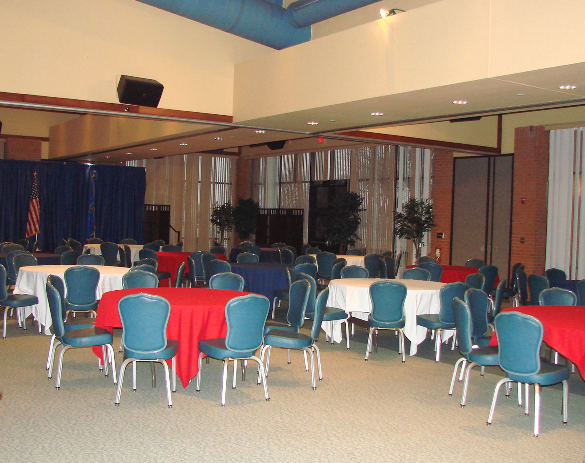 The Vance Collocarted Club’s main floor area can be partitioned at least nine different ways and features a movable dance floor. (U.S. Air Force photo by 2nd Lt. Agneta Murnan)
