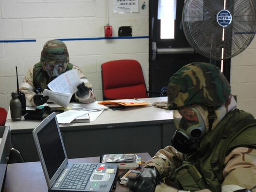 Members of the 302nd Airlift Wing participate in an Operational Readiness Inspection Dec. 5, 2007, at Gulfport Combined Readiness Training Center, Miss.  The Air Force conducts operational readiness inspections to ensure units are ready and able to perform their mission during times of war. (U.S. Air Force photo/Maj. James R. Wilson)