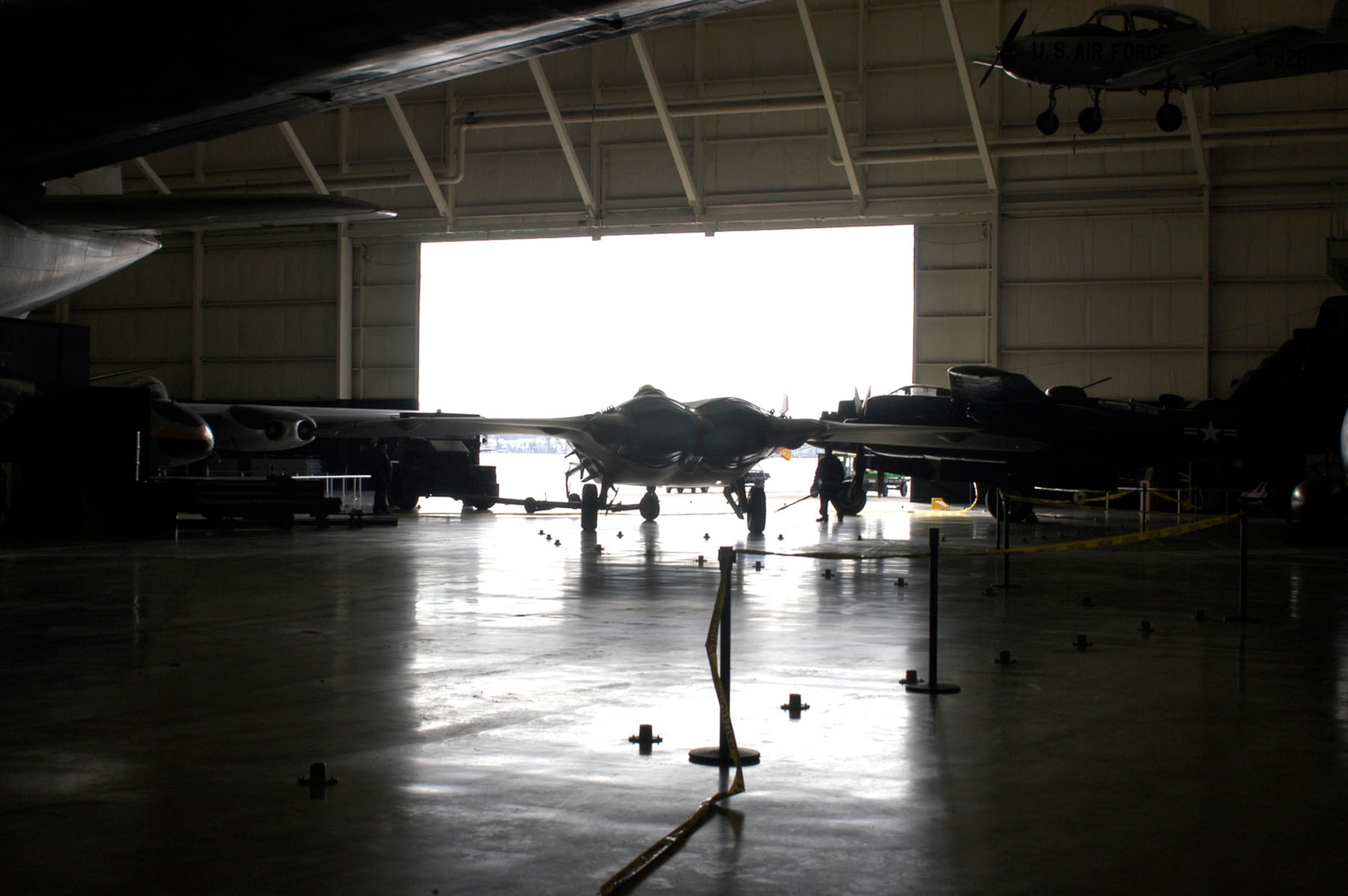 DAYTON, Ohio - The F-22A Raptor as it first enters through the hangar doors at the National Museum of the U.S. Air Force. (U.S. Air Force photo)