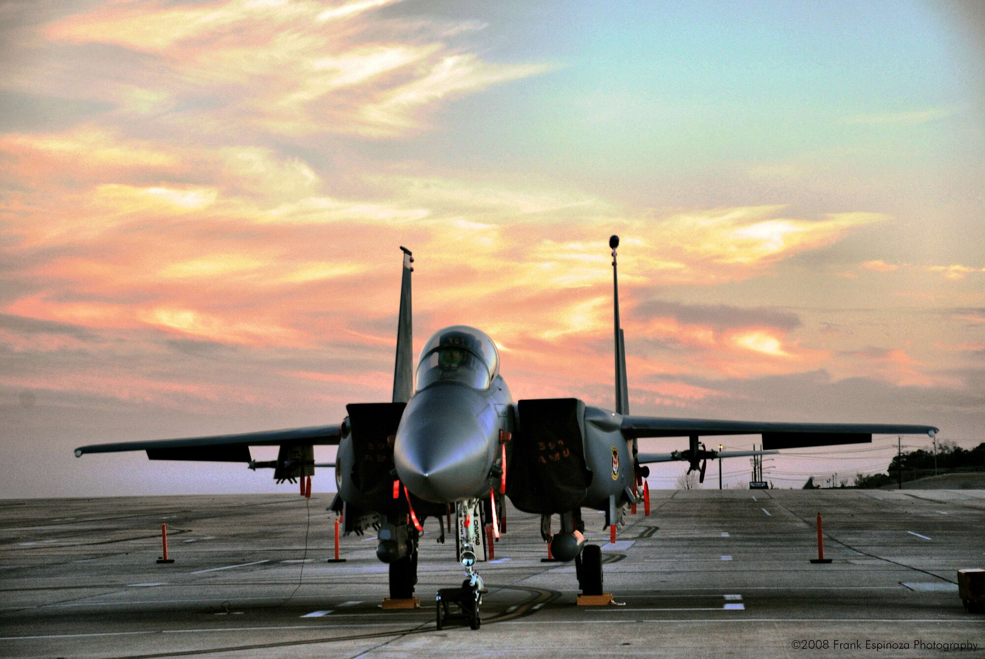 MOUNTAIN HOME AIR FORCE BASE, Idaho -- A F-15E sits on the runway at Robert Gray Army Airfield at Fort Hood, Texas. 100 Airmen from Mountain Home AFB deployed to Robert Gray Army Airfield at Fort Hood, Texas, as part of Operation Noble Eagle. The Airmen left Dec. 20 to provide air cover for the President during his Christmas vacation at his ranch in Crawford, Texas. The Airmen returned Jan. 2. (U.S. Air Force photo/ Tech. Sgt. Frank Espinoza)