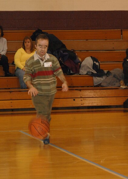 SEYMOUR JOHNSON AIR FORCE BASE, N.C. - Scott Southerland, Wayne Opportunity Program, Competes on the Low Dribble during the 2008 Special Olympics on January 16. The Special Olympics provide many opportunities for physically and mentally challenged people of all ages. (U.S. Air Force photo by Airman 1st Class Jonathon Williams)(released)