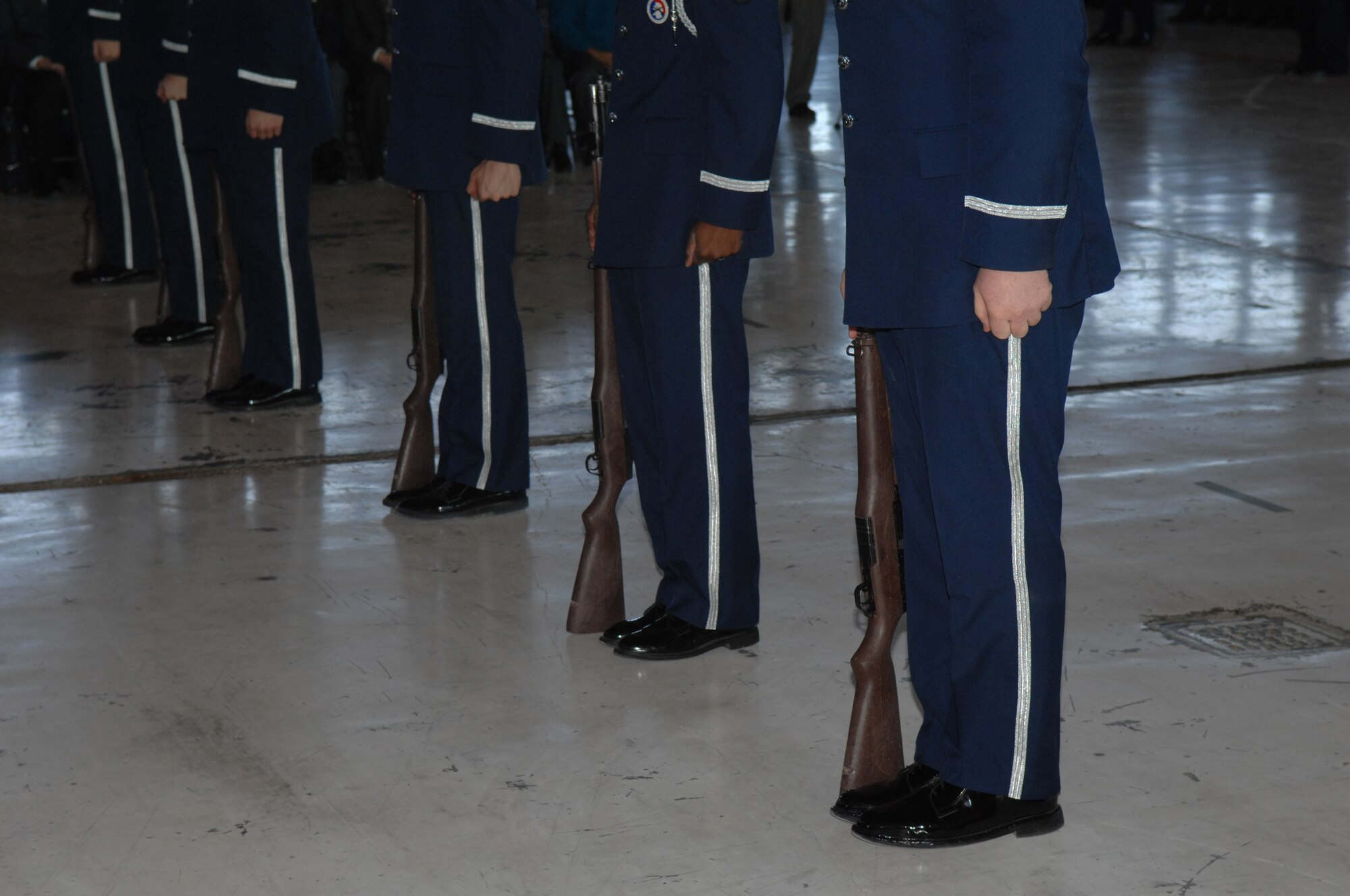 Members of the Honor Guard perform a special presentation the during the 49th Fighter Wing change of command ceremony, Holloman Air Force Base, N.M. on Jan. 11, 2008. Col. The ceremony was attended by members of Team Holloman and visitors from Alamogordo, White Sands and Las Cruces, N.M., and Fort Bliss, Texas. (U.S. Air Force photo/Senior Airman Anthony Nelson Jr) 