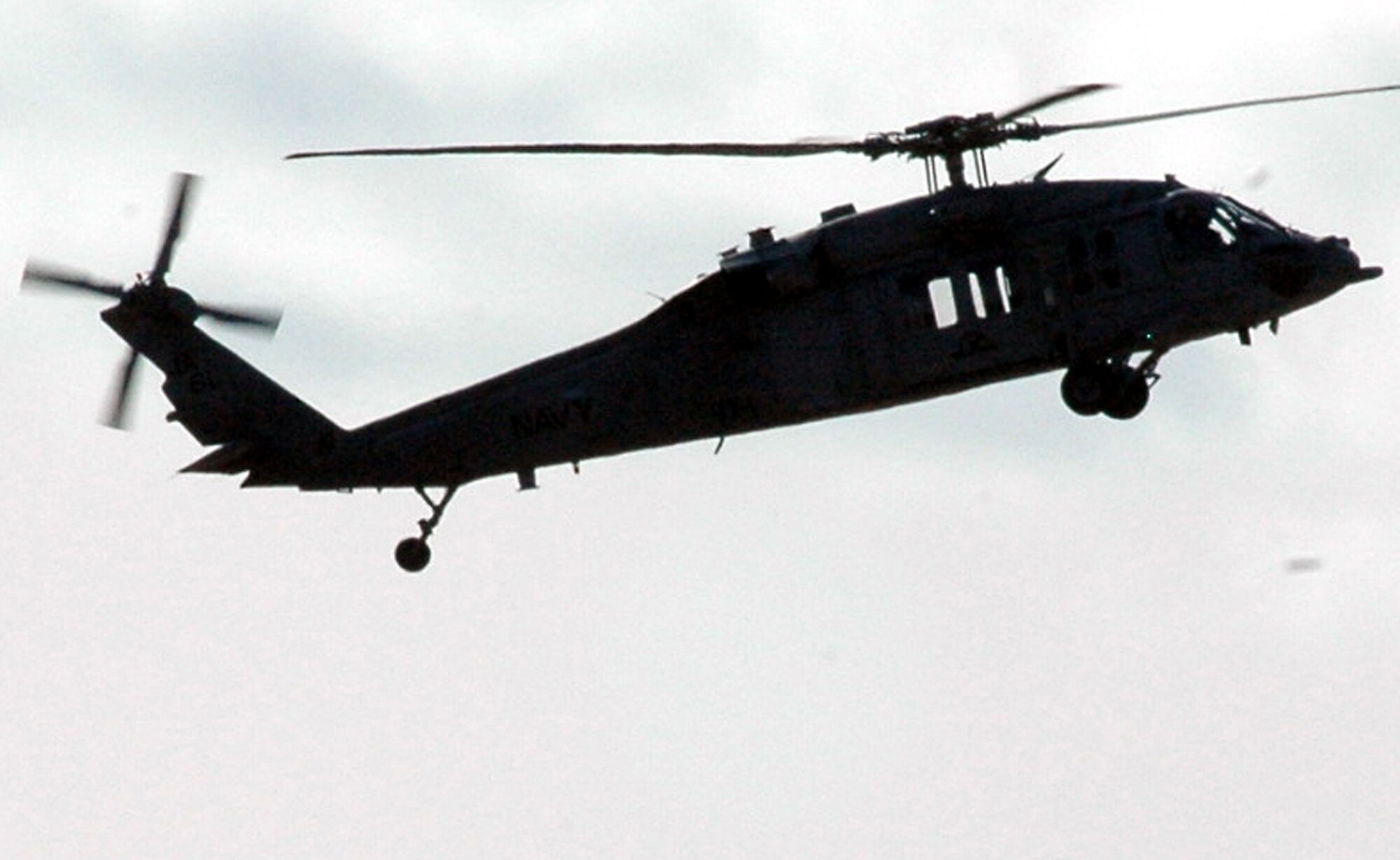 A U.S. Army Blackhawk helicopter assigned to the New Jersey Army National Guard at Naval Air Engineering Station Lakehurst, N.J., participates in an event for Air Force Exercise Eagle Flag 08-2 Jan. 16.  The effort was part of a joint operations event for the exercise.  The exercise is operated by the U.S. Air Force Expeditionary Center's 421st Combat Training Squadron at Fort Dix, N.J.  (U.S. Air Force Photo/Tech. Sgt. Scott T. Sturkol)