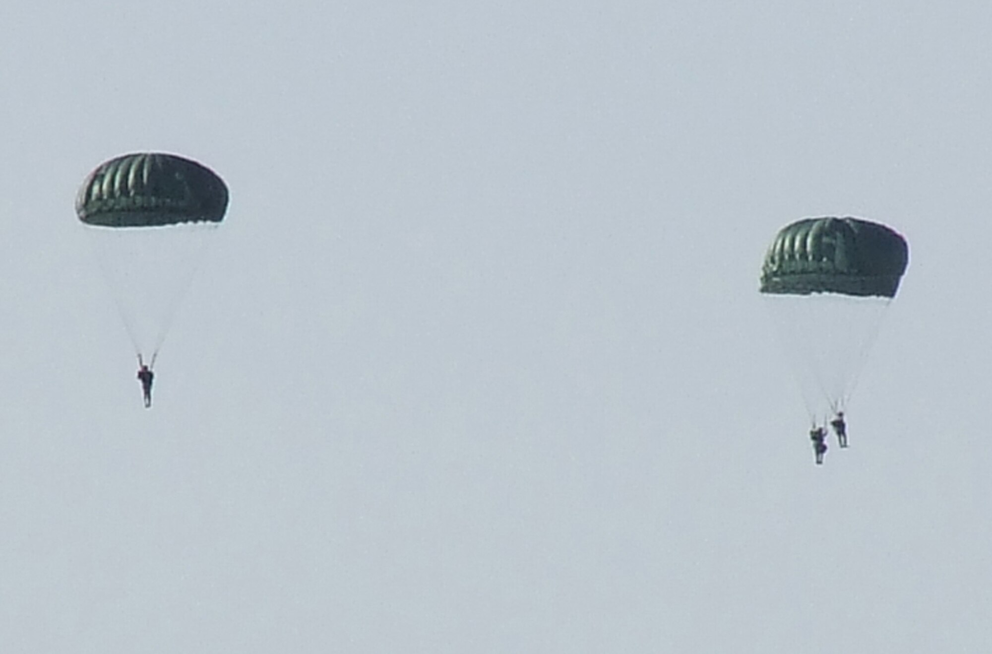 Soldiers from the 404th Civil Affairs Battalion, Fort Dix, N.J., parachute over Naval Air Engineering Station Lakehurst, N.J., as part of an event for Air Force Exercise Eagle Flag 08-2 Jan. 16.  The effort was for a joint operations event for the exercise.  The exercise is operated by the U.S. Air Force Expeditionary Center's 421st Combat Training Squadron at Fort Dix.  (U.S. Air Force Photo/Tech. Sgt. Scott T. Sturkol)