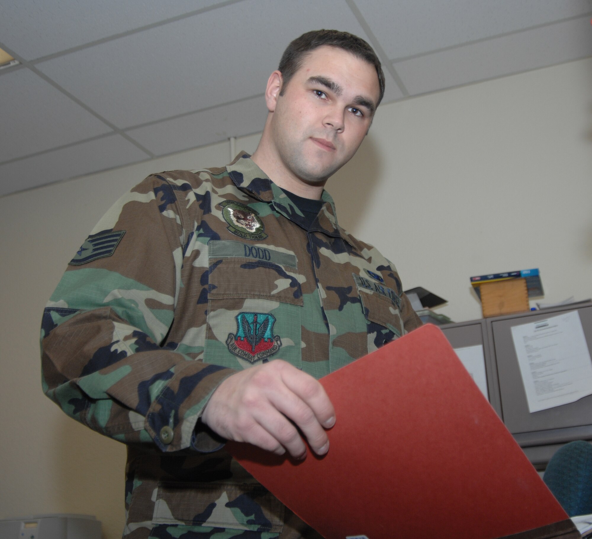 MOUNTAIN HOME AIR FORCE BASE, Idaho -- Staff Sgt. Jeremy Dodd serves as the unit deployment manager for the 391st Aircraft Maintenance Unit. (U.S. Air Force photo/ Senior Airman Megan P. Lyon)