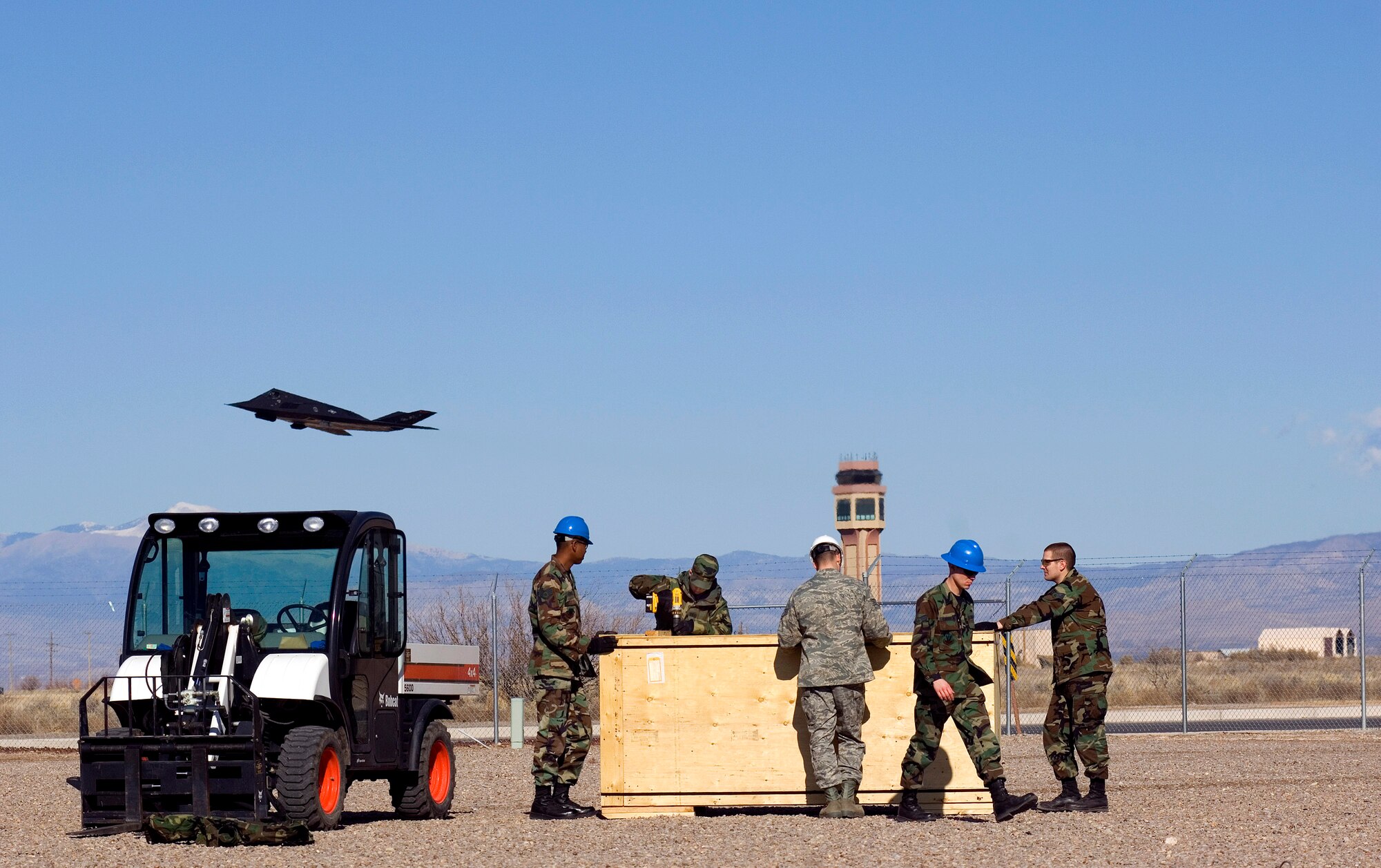 Airmen from the 49th Material Maintenance Group work to build a small shelter system during a Jan. 16 exercise at Holloman Air Force Base, N.M. Members of the 49th MMG can build a Basic Expeditionary Airfield Resource, or BEAR, in austere conditions anywhere in the world. Airmen of the 49th MMG maintain a constant state of readiness and can be tasked to support any Department of Defense or Federal Emergency Management Agency humanitarian operations along with primary duties of supporting combat operations. (U.S. Air Force photo/Staff Sgt. Bennie J. Davis III) 

