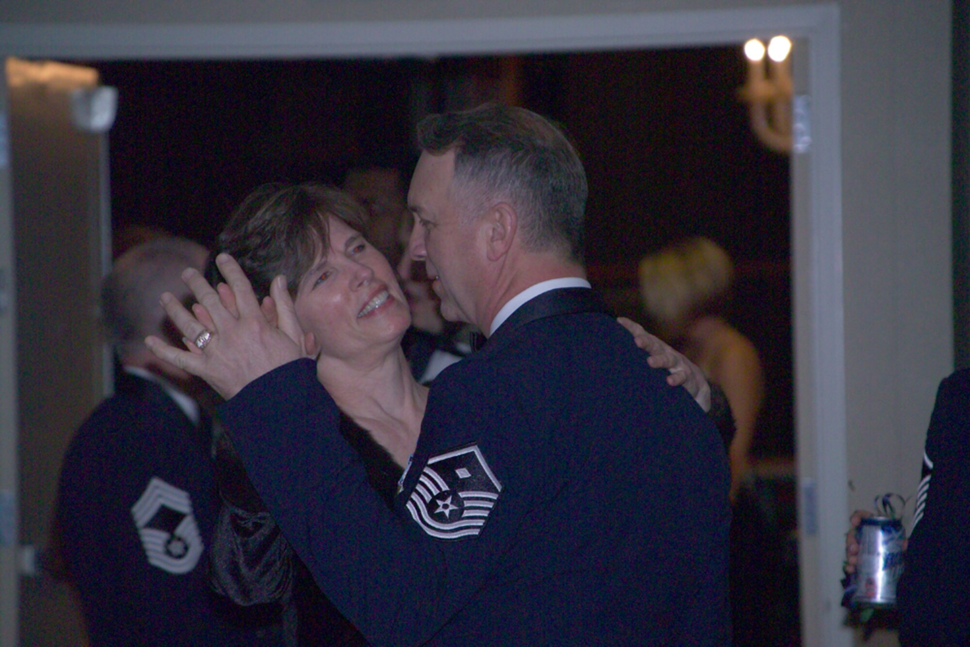 Photo courtesy of the 123rd Intelligence Squadron
Master Sgt. Don Breshears dances with his guest, Margot Anthonisen, at the banquet. 