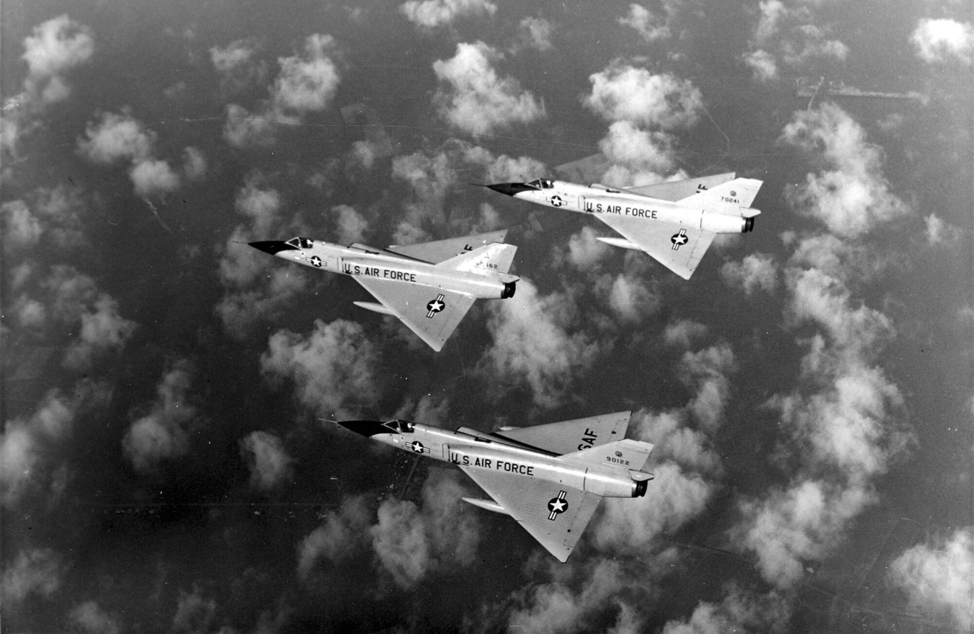 Formation of F-106As. (U.S. Air Force photo)