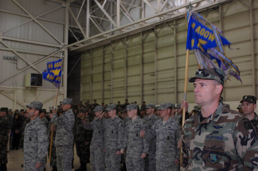 Airmen representing the units of the 93rd Air Ground Operations Wing stand at attention during the wing's activation ceremony at Moody Air Force Base, Ga., Jan. 25.  The Air Force activated the 93rd AGOW to bring a new level of support to its specialized battlefield Airmen. (U.S. Air Force photo by Senior Airman Angelita Lawrence)