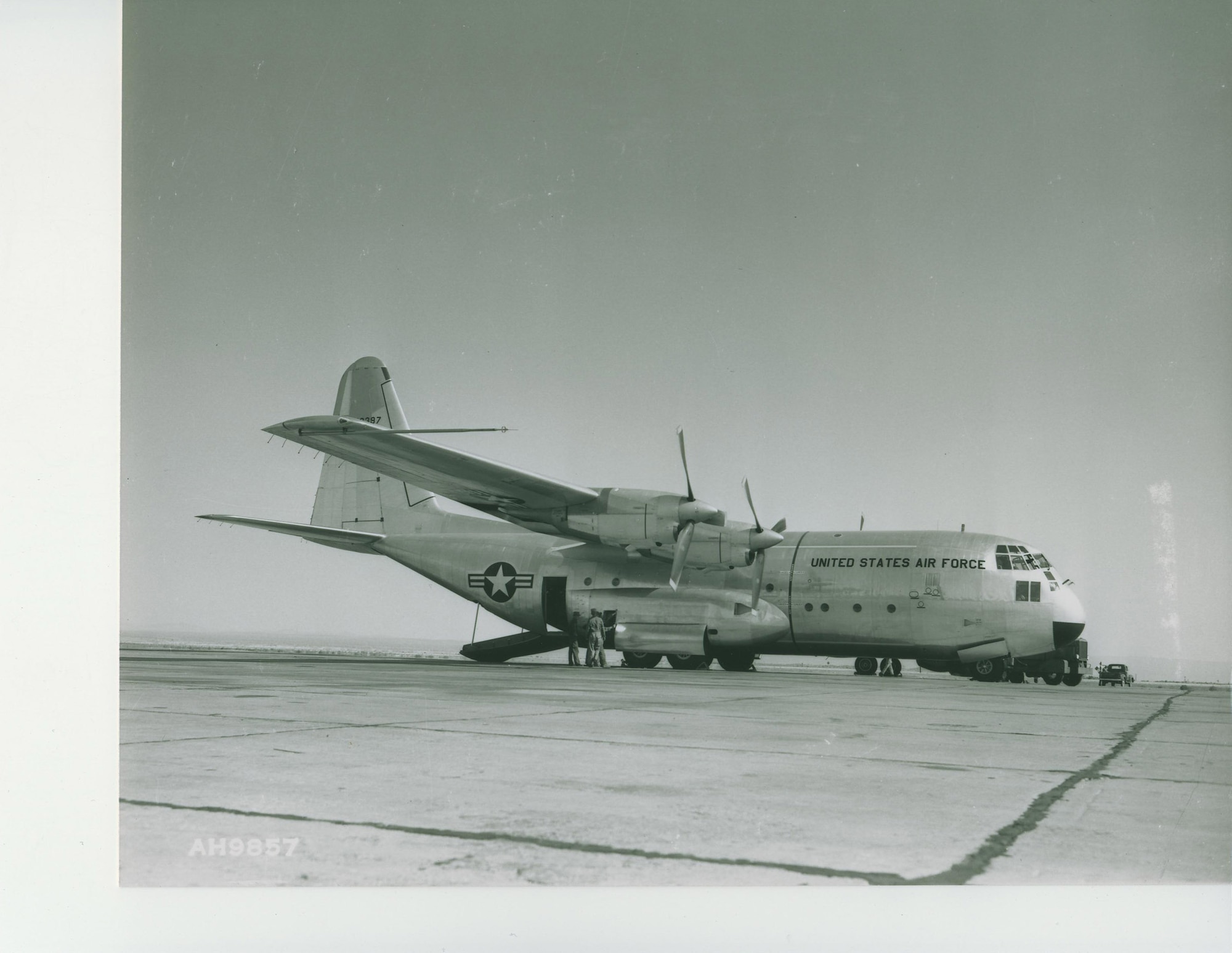 The YC-130, prototype for the classic transport aircraft, completed its first flight Aug. 23, 1954. (Courtesy photo)