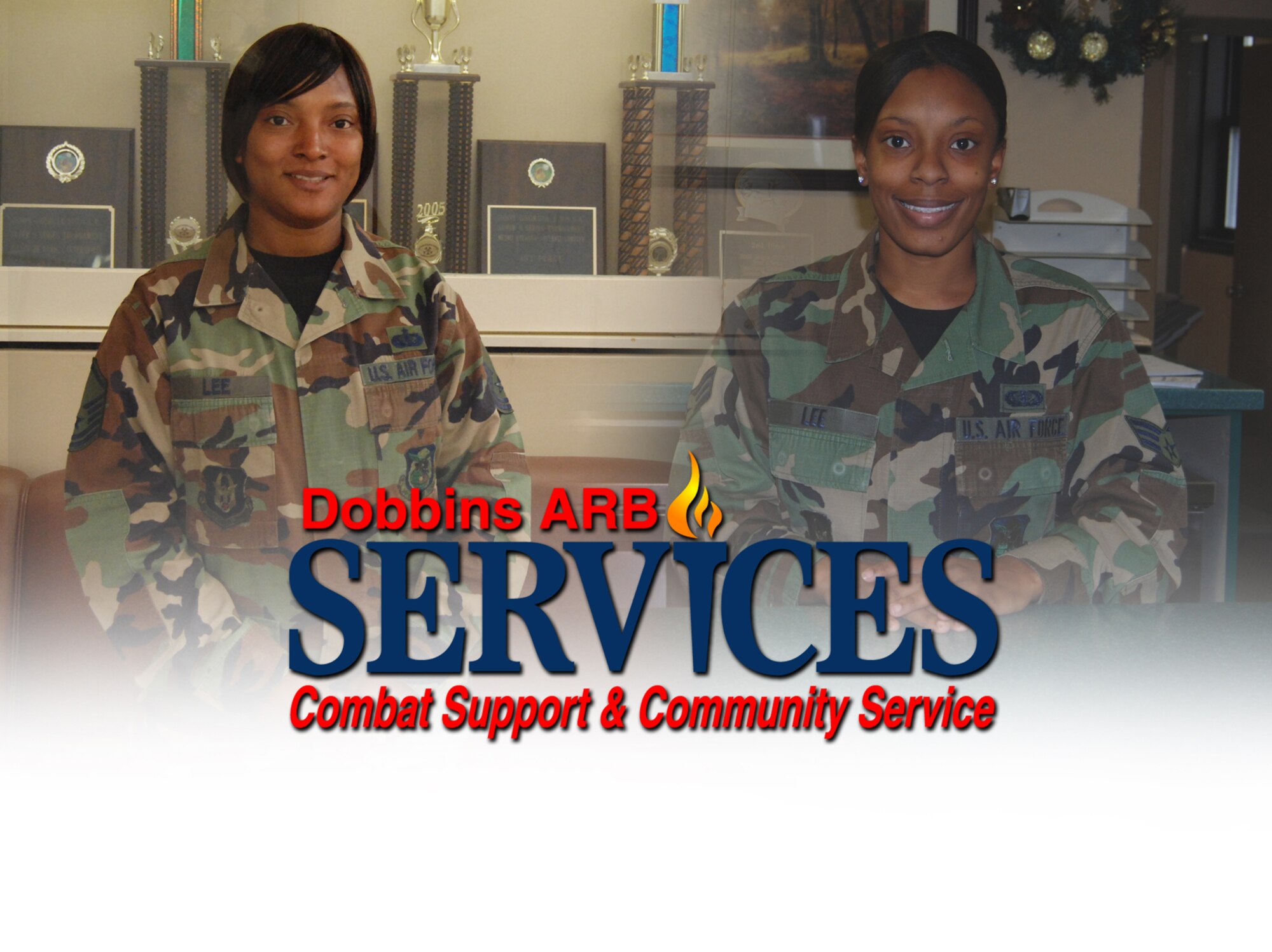 Cousins, Master Sgt. April L. Lee, services superintendant and Senior Airman April N. Lee, services specialist reunited after 20 years while working in the  94th Services Squadron here.  Both are natives of Abbeville, S.C.