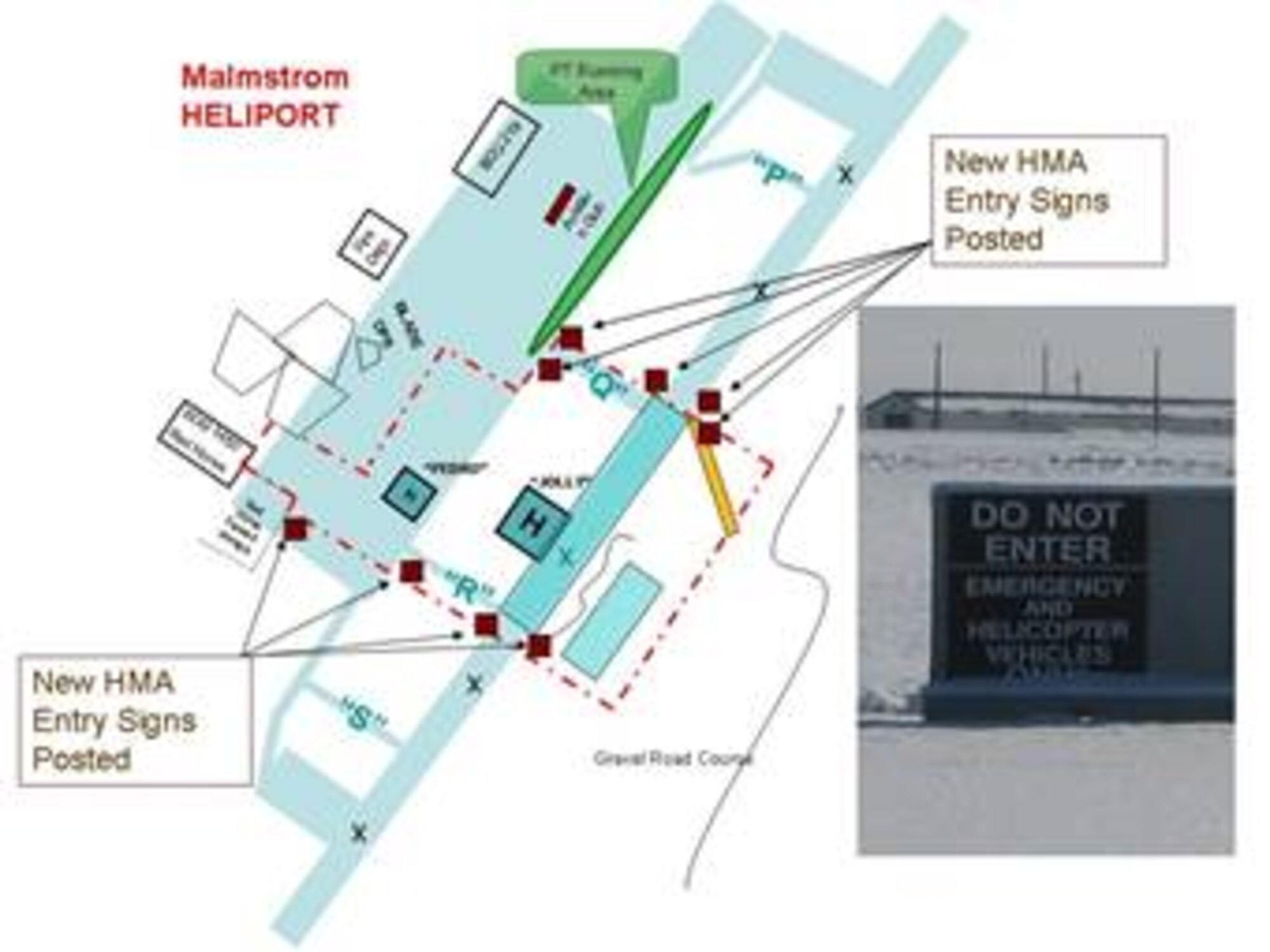 New signs around the helicopter movement area are intended to make the restricted area more apparent. 