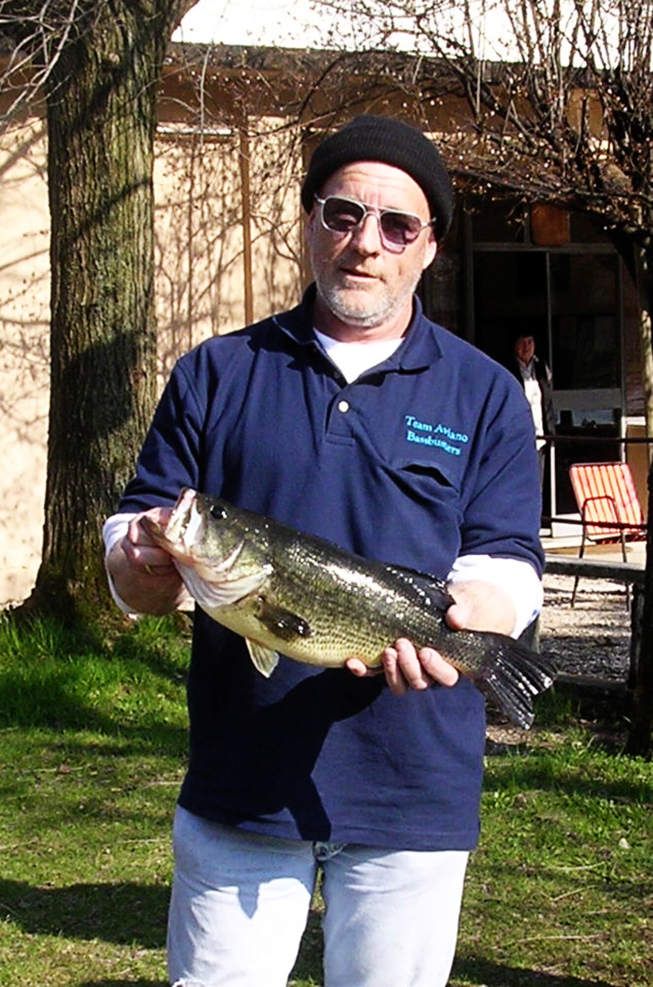 SSG Ralph Millsaps, Team Aviano Bass Busters Secretary,  holds up this huge bass at Lago di Revine, Italy, April 13, 2006.  ( Courtesy photo )