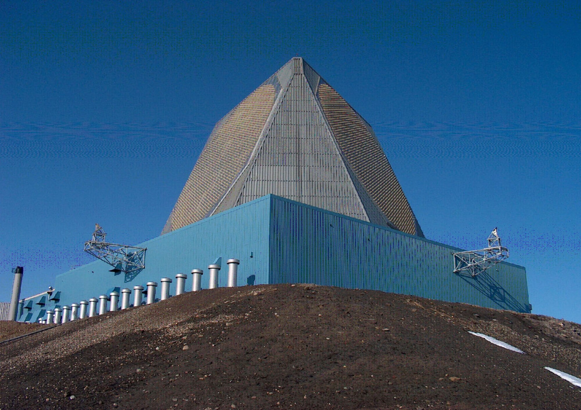 The Upgraded Early Warning Radar at Thule Air Base, Greenland (pictured here) just ended construction phase and now begins the equipment installation phase. The transition comes on the heels of a ribbon cutting ceremony marking the significant transition. The upgrades consist of modifications to hardware and software that will provide detection and tracking of ballistic missiles launched toward North America and other nations, and is expected to be operational in late 2009 after extensive testing. (U.S. Air Force photo)