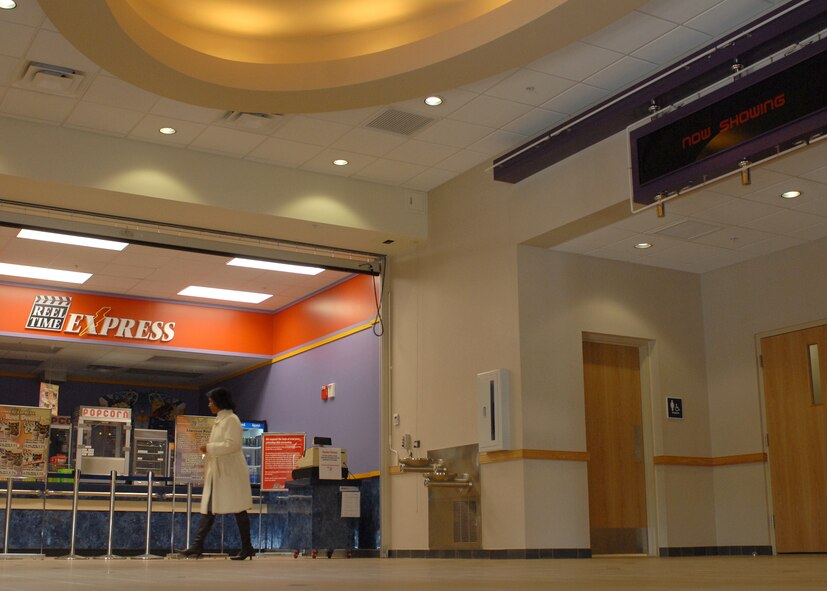 KUNSAN AIR BASE, South Korea -- The new base theater has a larger lobby shown here Jan. 29. Construction of the facility began Dec. 2006 and was completed in January.This project was part of a base wide upgrade, which also included construction of new dorms and billeting. (U.S. Air Force Photo/Staff Sgt. Araceli Alarcon)

