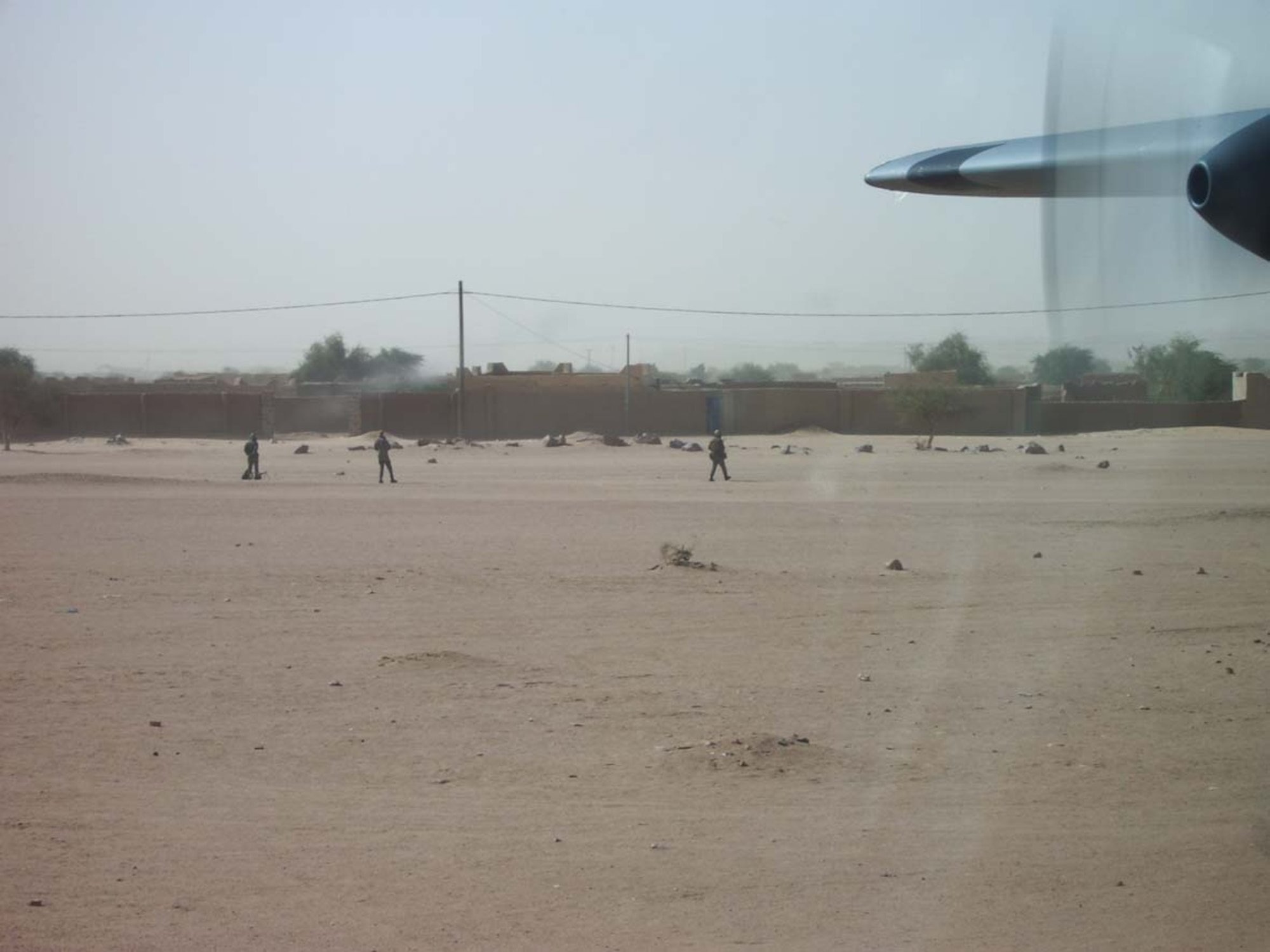 African Guards provide security at the landing zone.