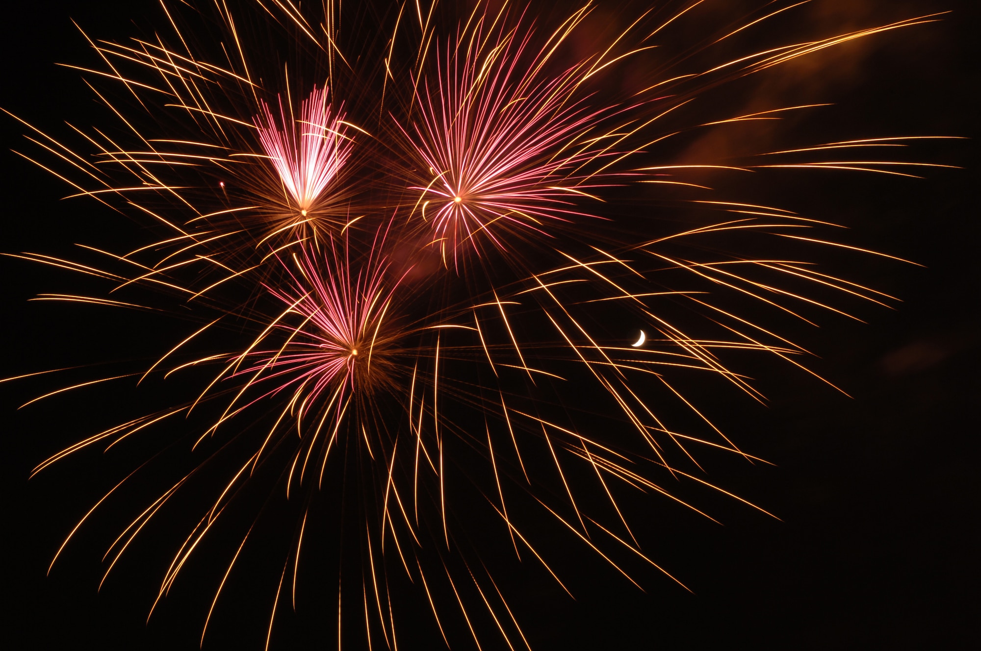 LANGLEY AIR FORCE BASE, Va. -- Fireworks explode during the 32nd Annual Harborfest in Norfolk, Va., June 7.  (U.S. Air Force photo/Staff Sgt. Barry Loo)