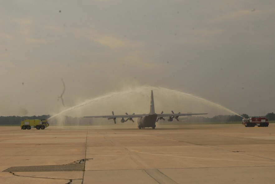 The final C-130E from Pope Air Force Base, N.C. taxis out June 27 for its final flight as part of the 43rd Airlift Wing. The mission ended at Little Rock Air Force Base, Ark., who will now take control of the plane, and was led by Col. Michael Thornton, 43rd Operations Group Commander. It was the final flight in the career of Colonel Thornton. (U.S. Air Force Photo by 2nd Lt. Chris Hoyler)