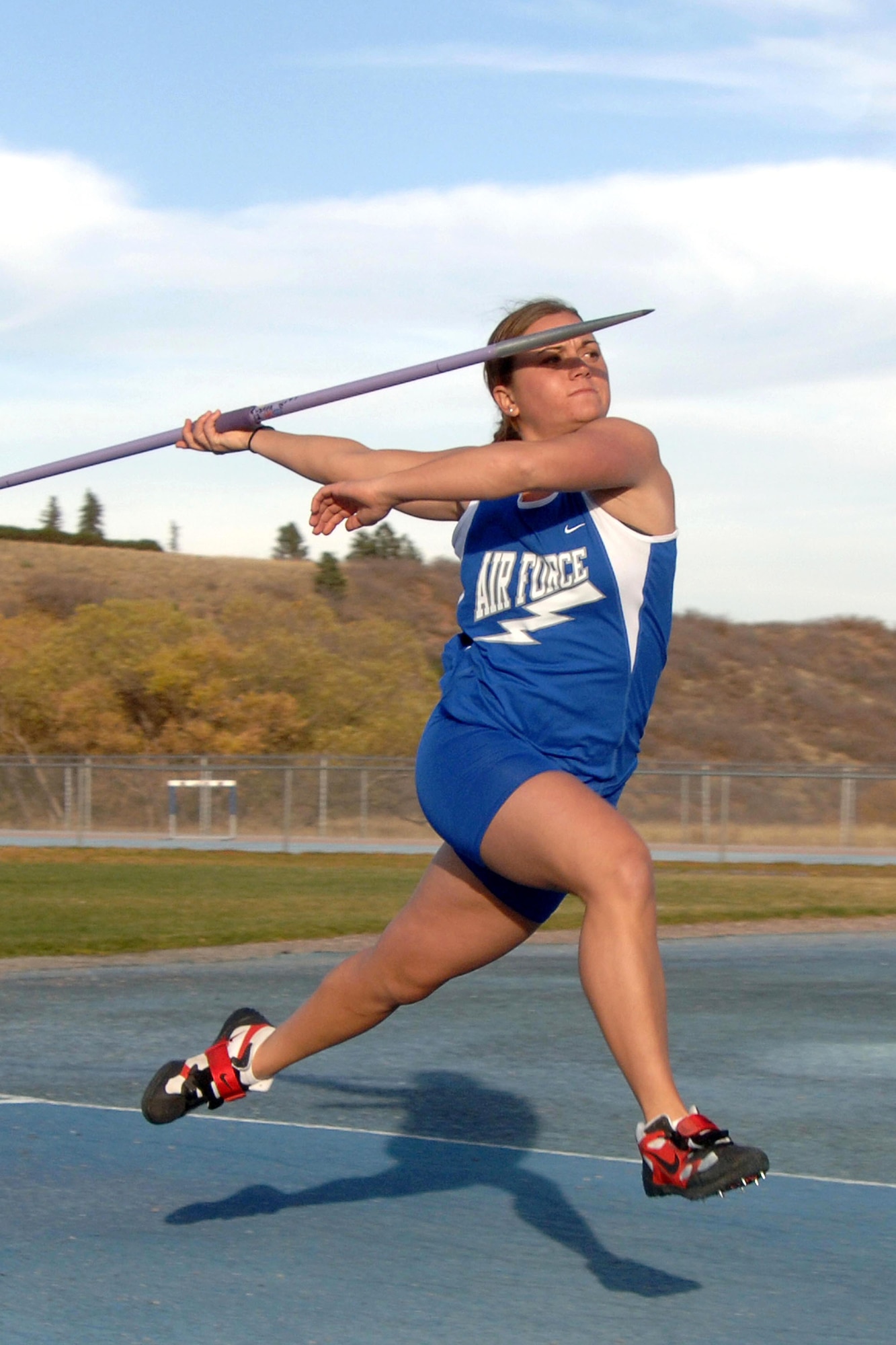 U.S. Air Force Academy record-holder Dana Pounds placed second in the javelin throw in the finals of the 2008 U.S. Olympic Trials June 30 at Hayward Field in Eugene, Ore. (U.S. Air Force photo/Danny Meyer)
