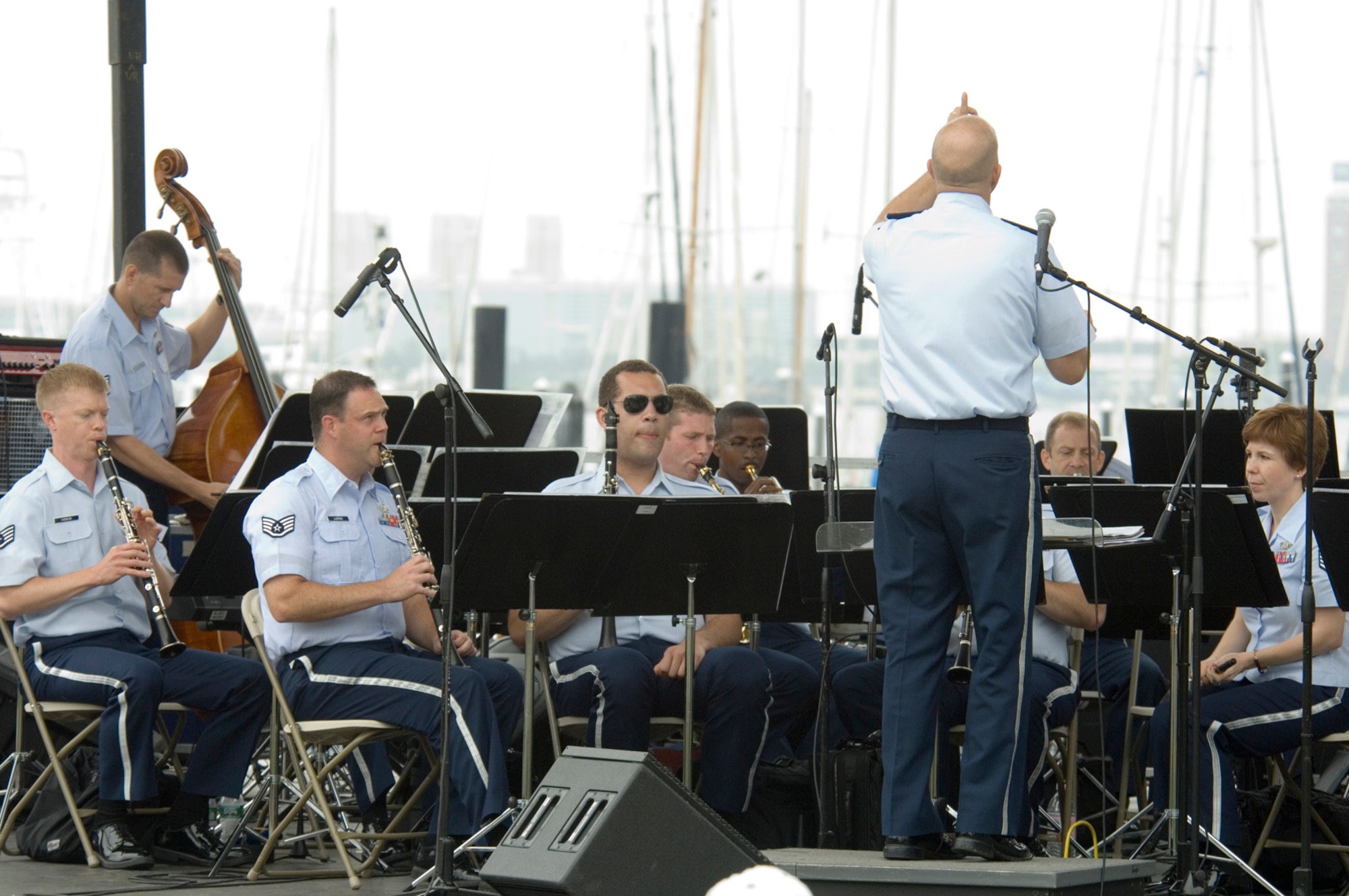 BOSTON, Mass. – The Air Force Band of Liberty’s Concert Band performs during the ParkARTS concert series with guest artists “The American Belles” at Columbus Park in Boston June 28. The afternoon featured tunes from the World War II era as well as popular military marches. (U.S. Air Force photo by Rick Berry.)