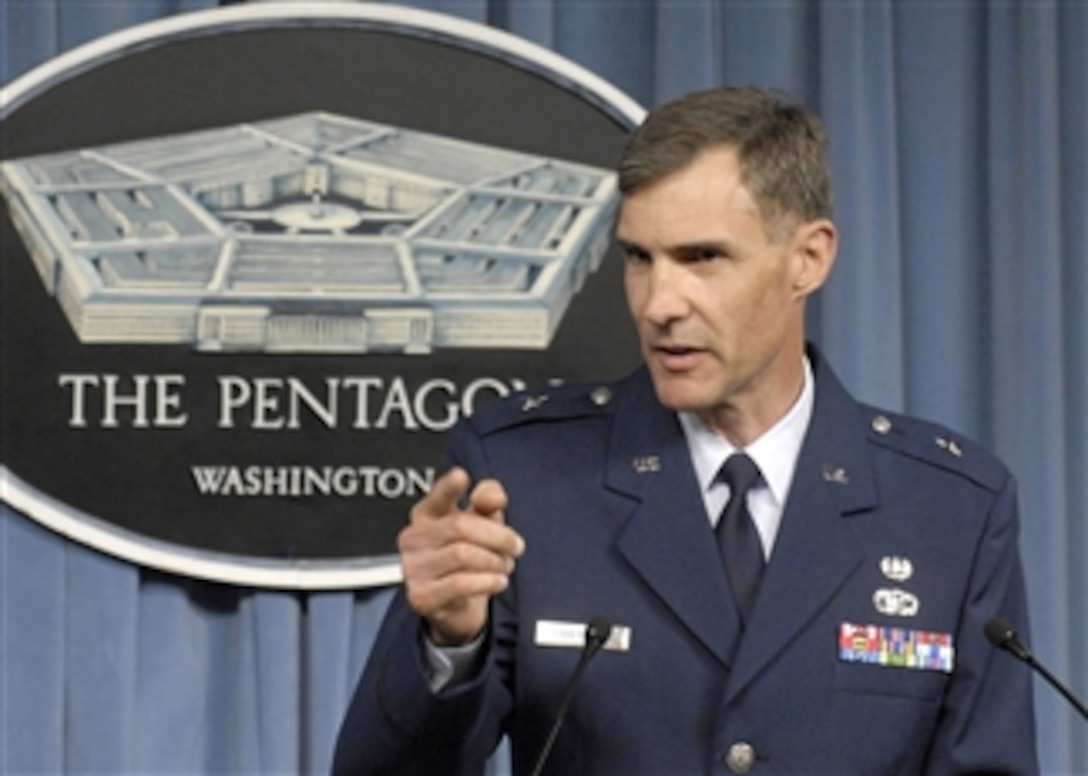 Brig. Gen. Thomas Hartman, U.S. Air Force, announces that charges have been sworn against Abd al-Rahim al-Nashiri, a Saudi national of Yemeni descent during a press briefing in the Pentagon on June 30, 2008.  The charges allege that al-Nashiri, an al-Qa'ida operative, participated in the planning and preparation for the Oct. 12, 2000, attack on the destroyer USS Cole (DDG 67) that killed 17 sailors and wounded 47 others.  The Convening Authority, Susan J. Crawford, will now review the charges and decide to refer some, all, or none of them to trial by military commission.  These are the first charges to be brought from the investigation into the Cole bombing.  Hartman is the legal advisor to the convening authority for the Office of Military Commissions.  
