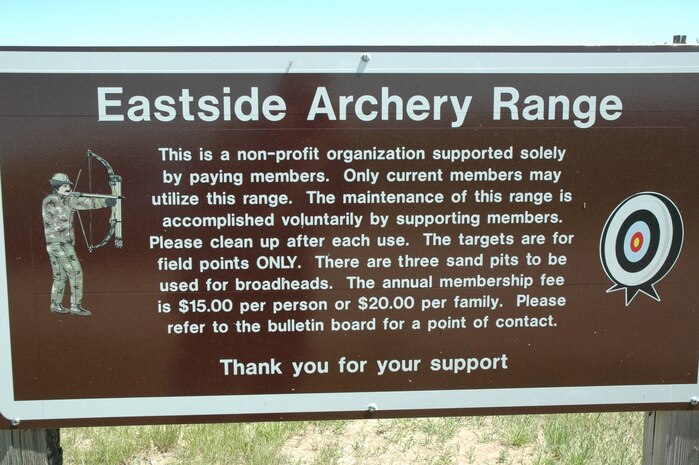 The sign at the entrance to the archrey range explains the rules of the club. (U.S. Air Force photo/Airman 1st Class Dillon White)