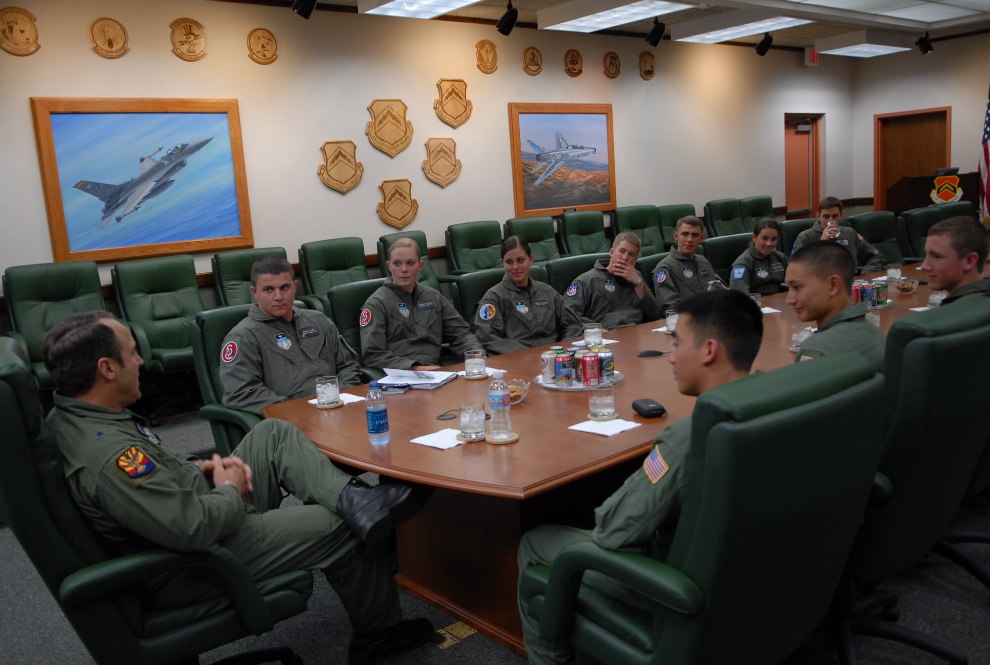 Luke's second wave of Operation Air Force cadets meet Brig. Gen. Tom Jones, 56th Fighter Wing commander, at the wing headquarters building June 23. The cadets will be individually assigned to different career fields and mentored over a three week period. (U.S. Air Force photo by Tech. Sgt. Janet Haliburton) 
