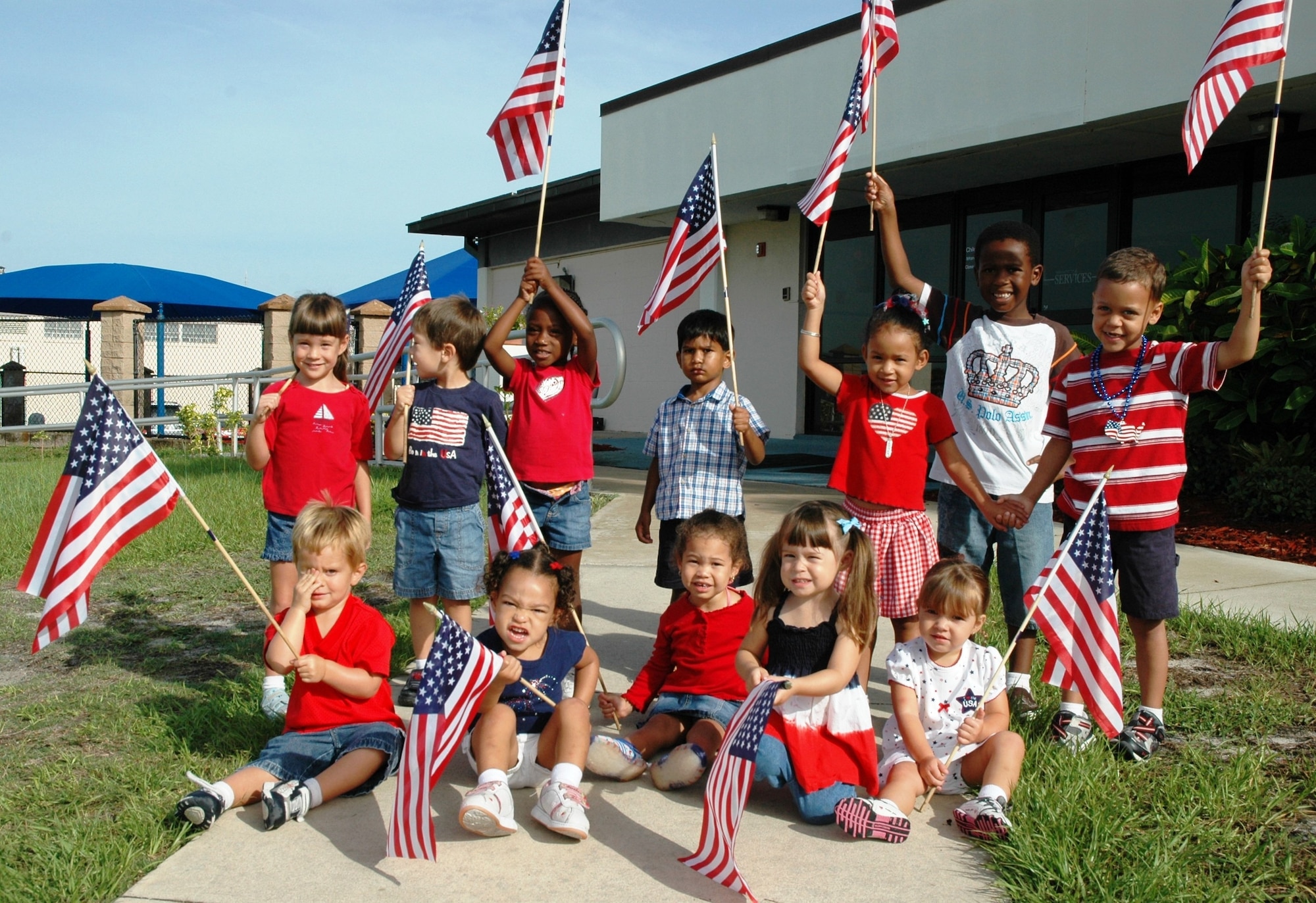 There was plenty of flag-waving at the Child Development Center Wednesday morning as the kids get ready to celebrate the July 4th weekend with their parents. (U.S. Air Force photo by Chris Calkins)