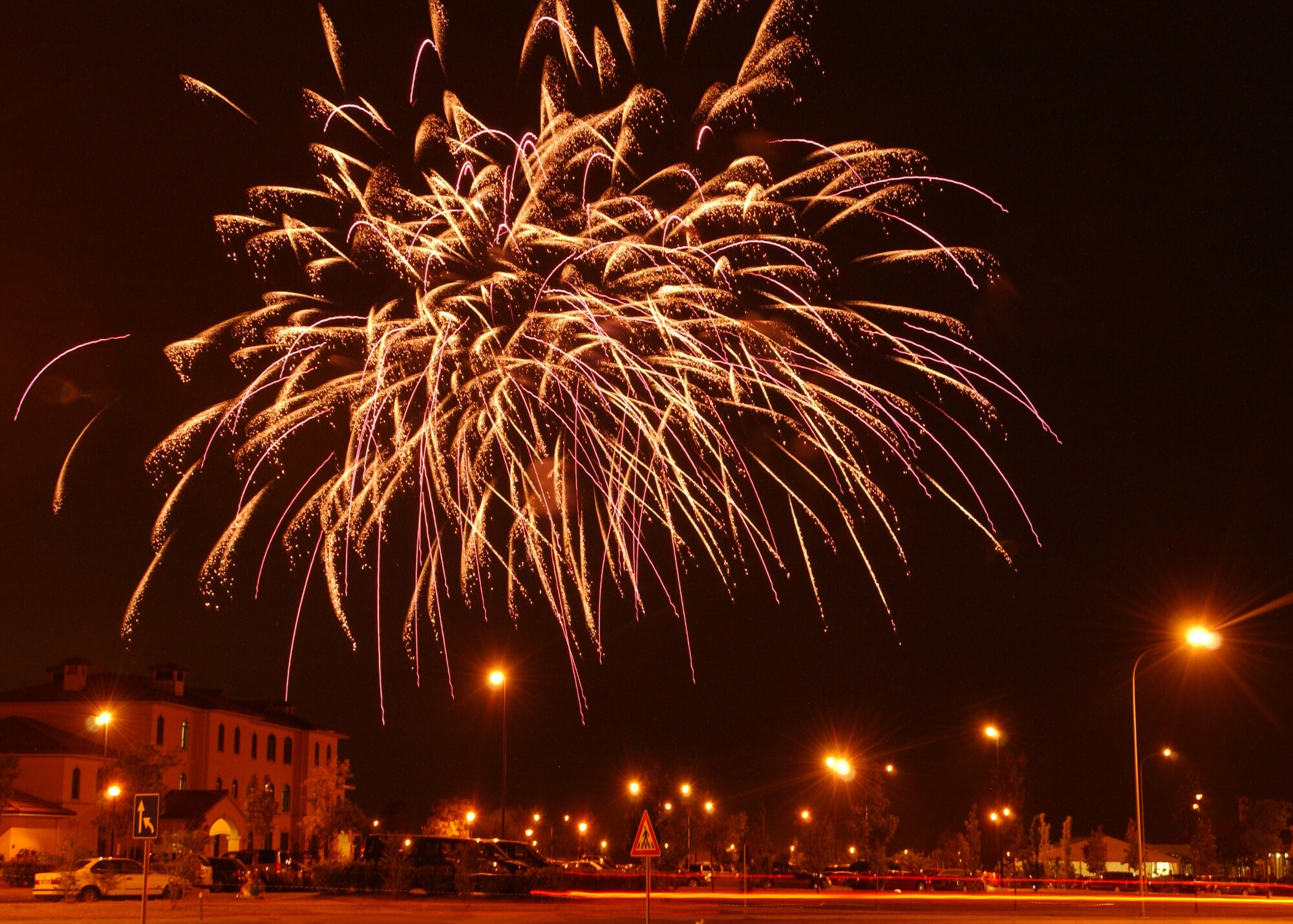 Fireworks fill up the night sky on Aviano Air Base, Italy during the 4th of July celebration.  (U.S. Air Force photo/Tech. Sgt. Patrick Hyde)